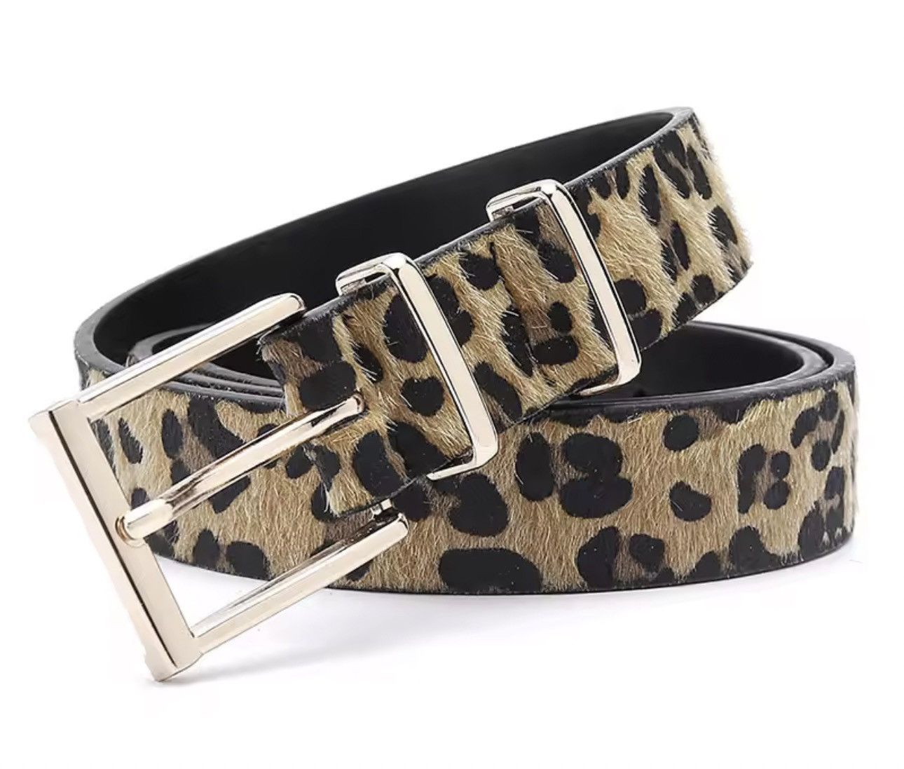 Japanese Brand 95 cm Y2k leopard cheetah print Pu leather belt Size 36 - 1 Thumbnail