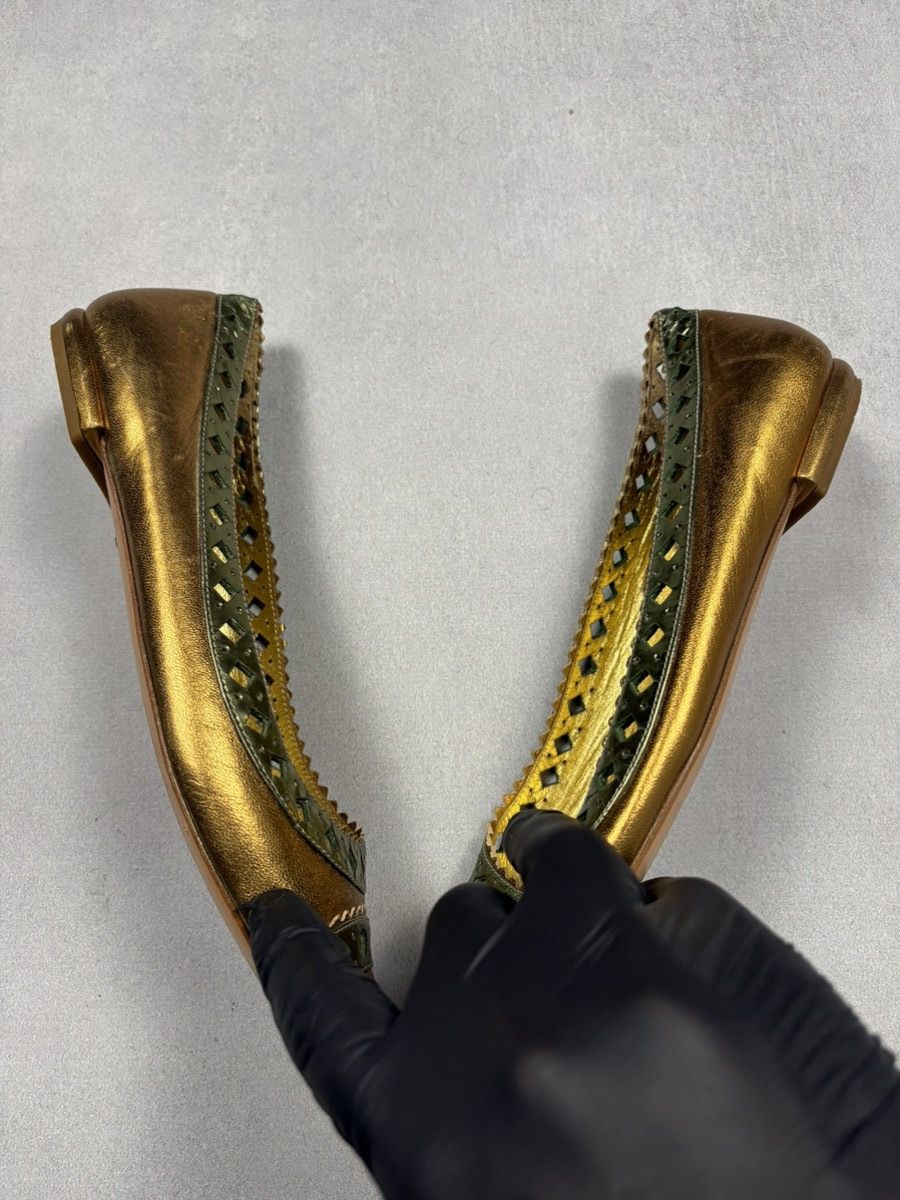 Prada Archive Prada Milano Metallic Gold Ballet Flats 38.5 Vintage Size US 8.5 / IT 38.5 - 2 Thumbnail