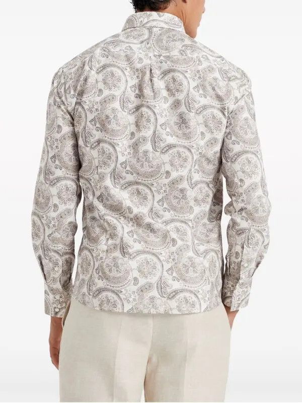 Brunello Cucinelli o1y0526 Patterned Shirt in Light Beige/Cream Size US L / EU 52-54 / 3 - 4 Thumbnail