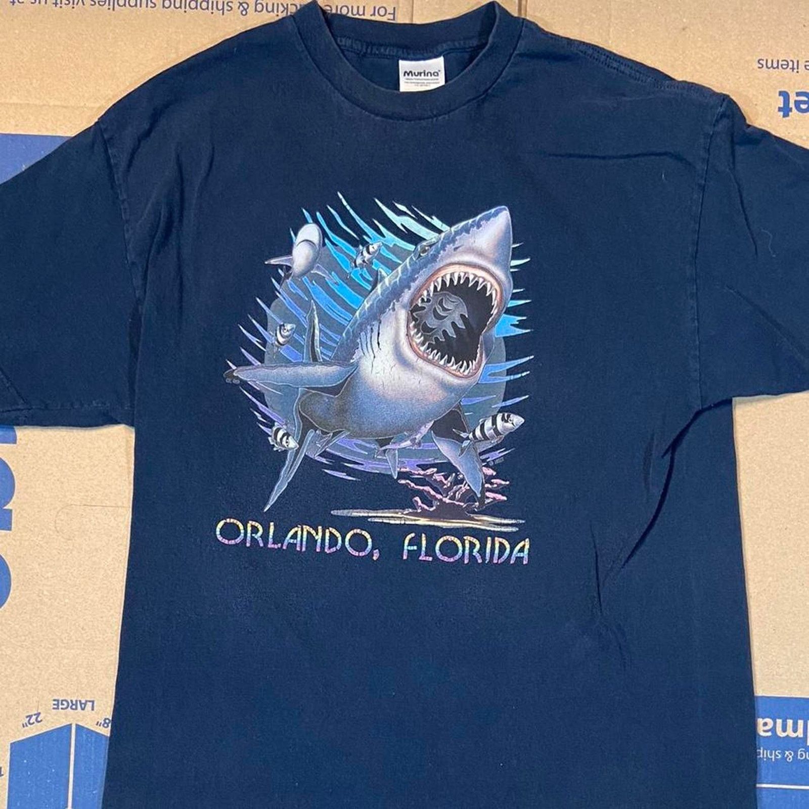 Gildan 90s navy murina tee shirt Size US XL / EU 56 / 4 - 4 Thumbnail