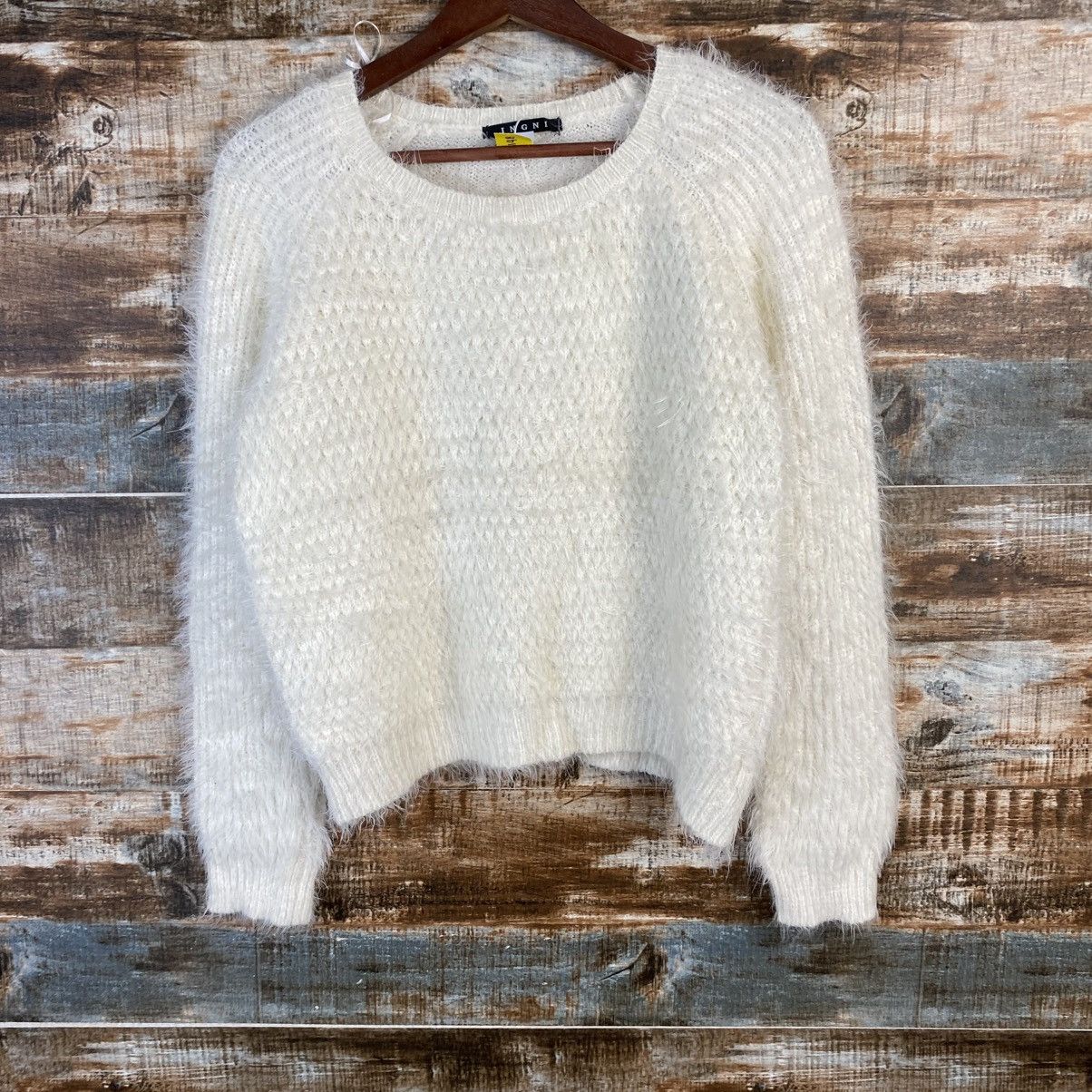 Other DL Ingni White Mohair shaggy fur japan Knitwear #C1148 Size M / US 6-8 / IT 42-44 - 3 Thumbnail