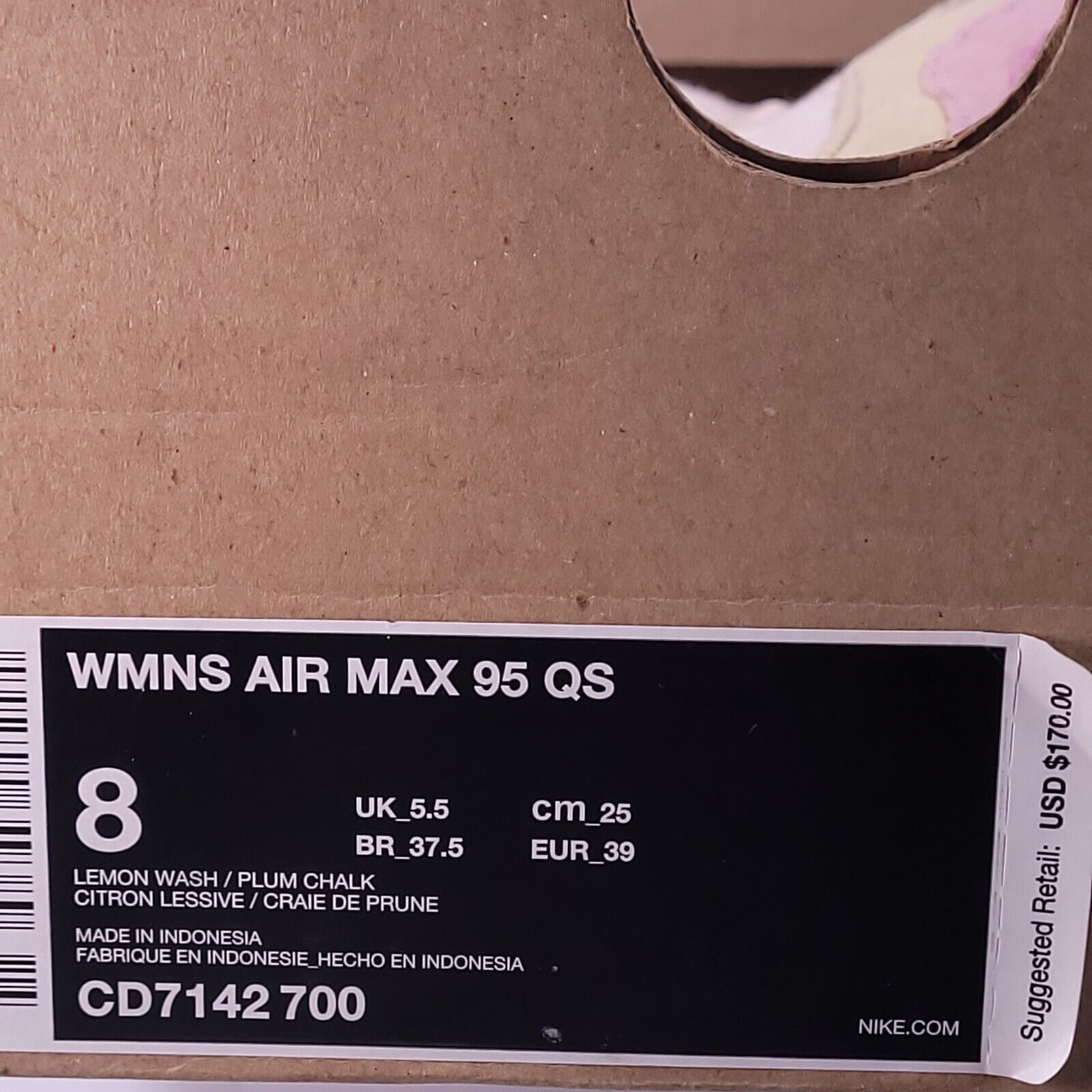 Nike Nike Air Max 95 QS Shoe Womens Size 8 CD7142-700 White Pink Size US 8 / IT 38 - 9 Thumbnail