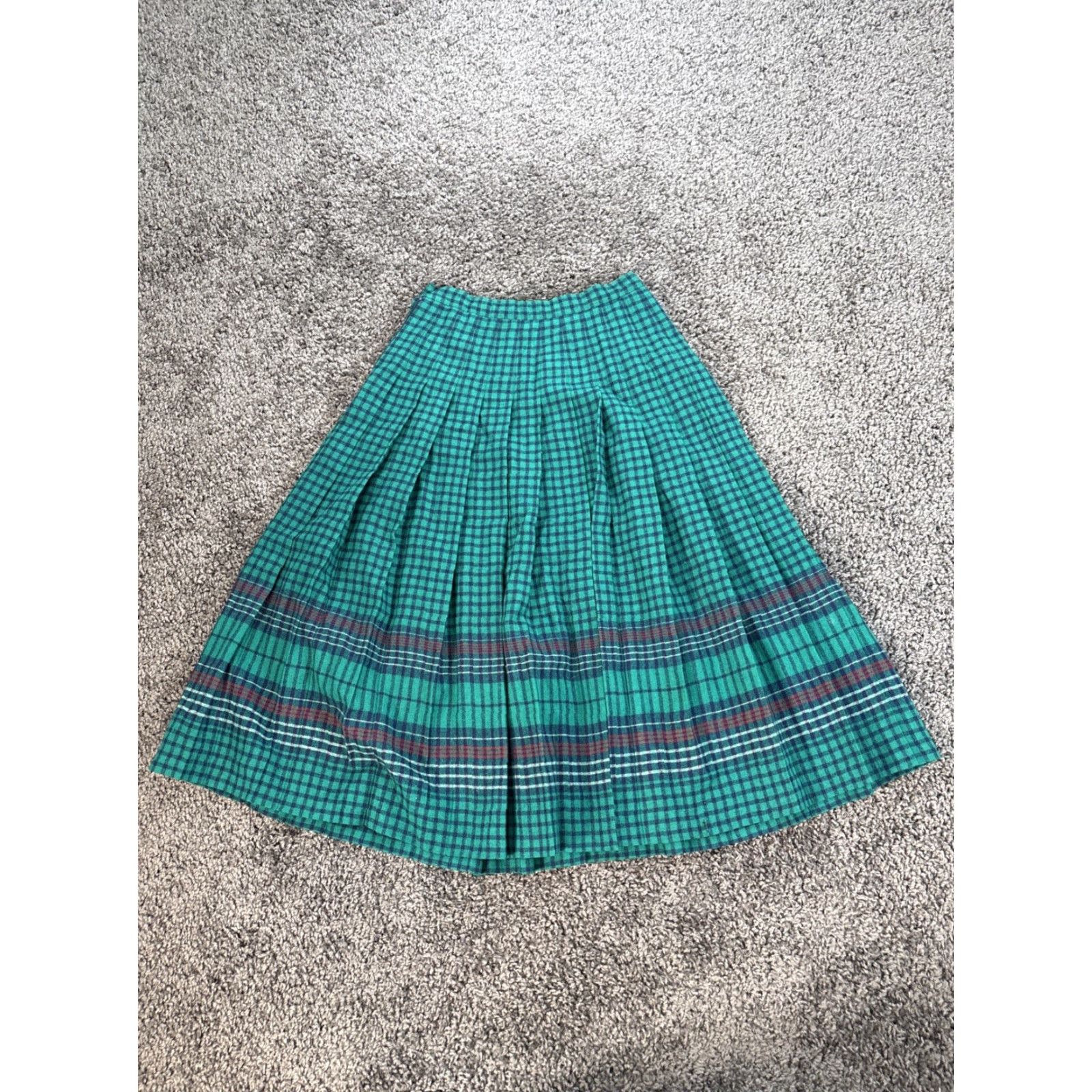 Pendleton VINTAGE Pendleton Skirt Long 50s Wool Striped Teal Petite 6 Women Size 28" / US 6 / IT 42 - 7 Thumbnail