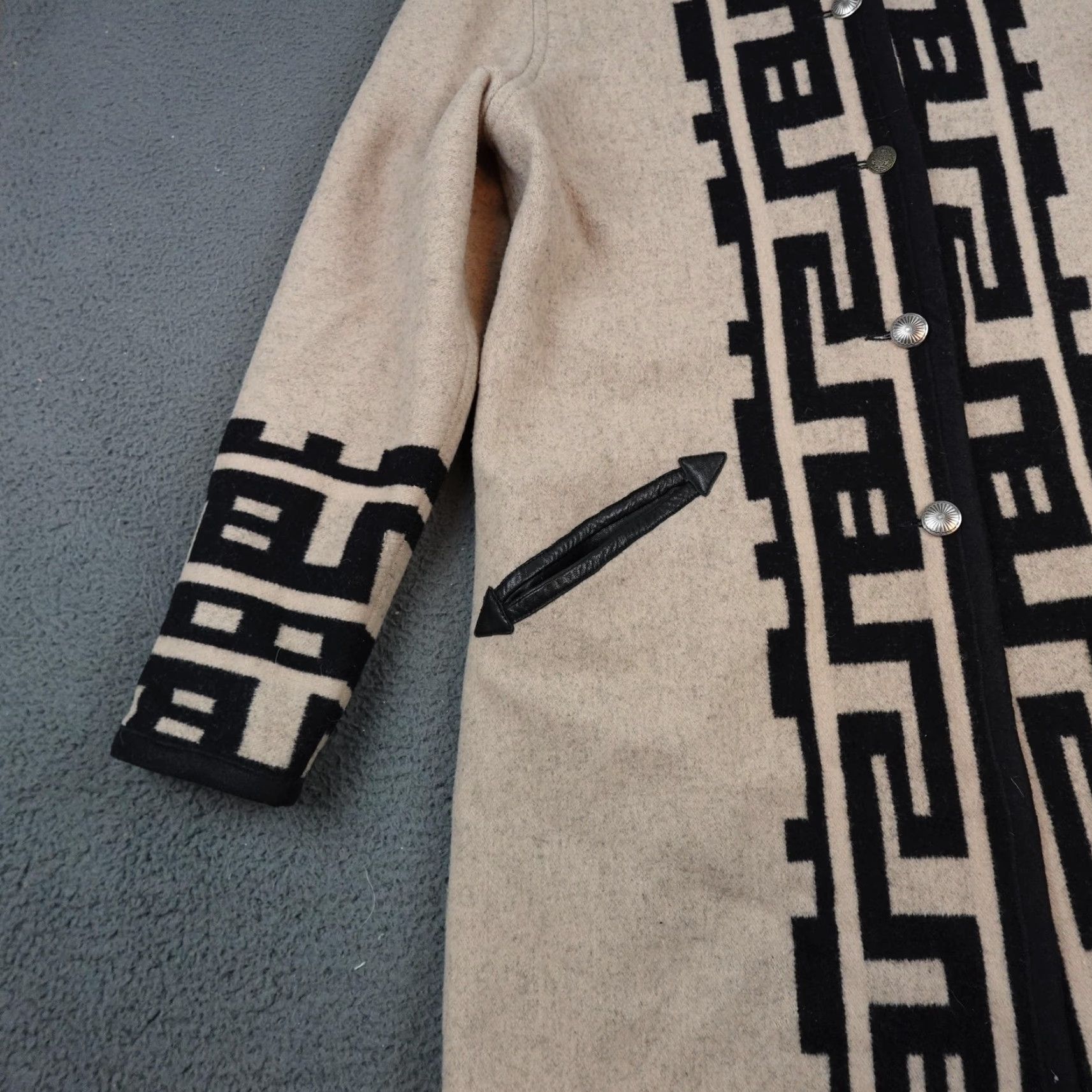Native Native Santa Fe Coat Mens Medium Beige Wool Tribal Western Patterned Size US M / EU 48-50 / 2 - 3 Thumbnail