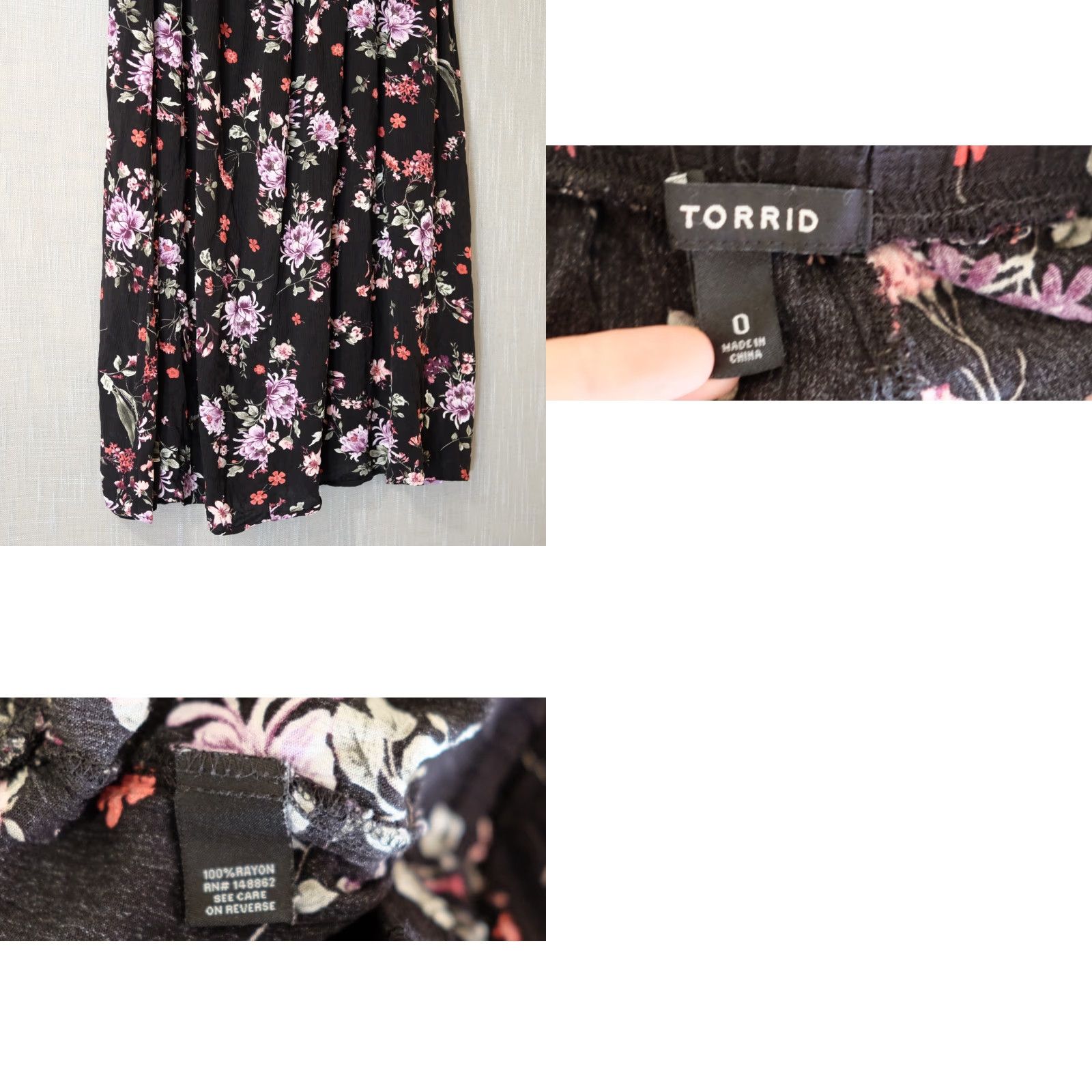 Torrid Torrid Skirt Shirt Hi-Low Floral Black Midi Skort Open Front 0 Womens Plus 0 Size Size 25" / US 0 / IT 36 - 8 Thumbnail