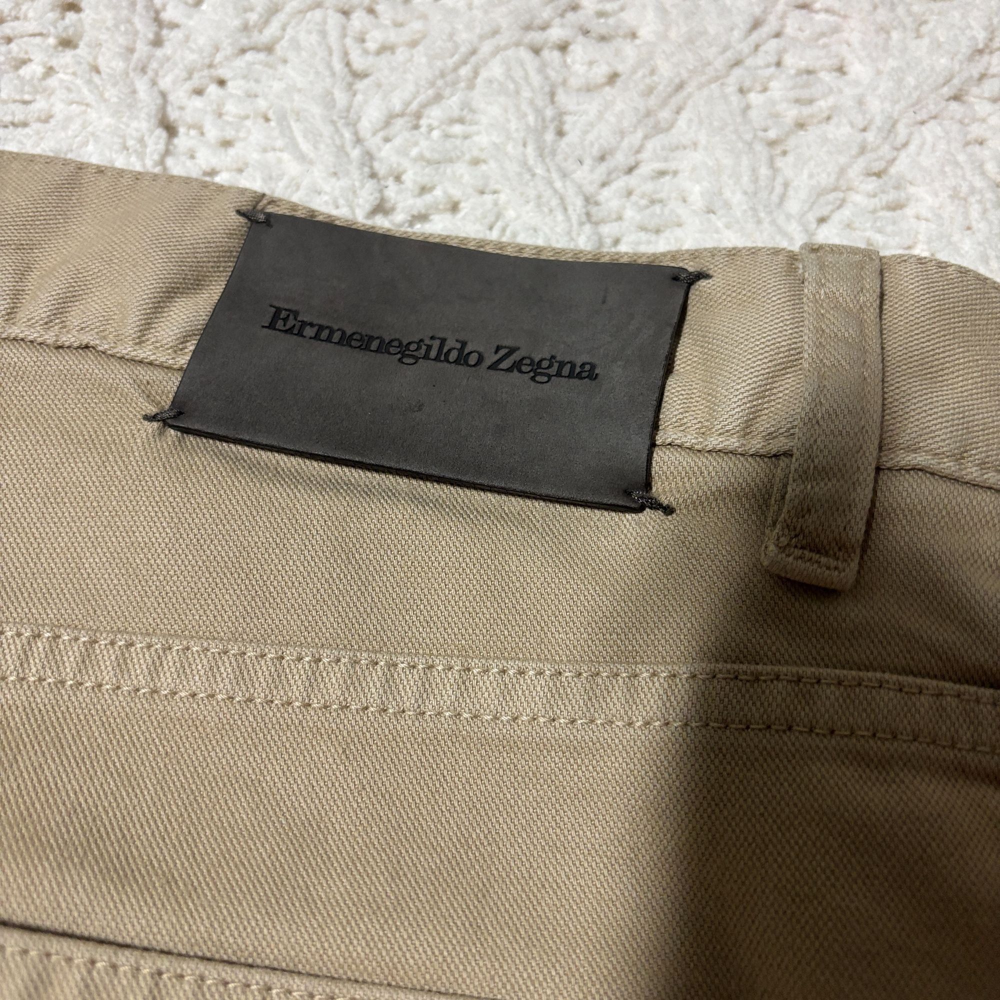 Ermenegildo Zegna Ermenegildo Zegna Beige Cotton Flat Front Casual Pants Jeans Size 38R - 3 Thumbnail