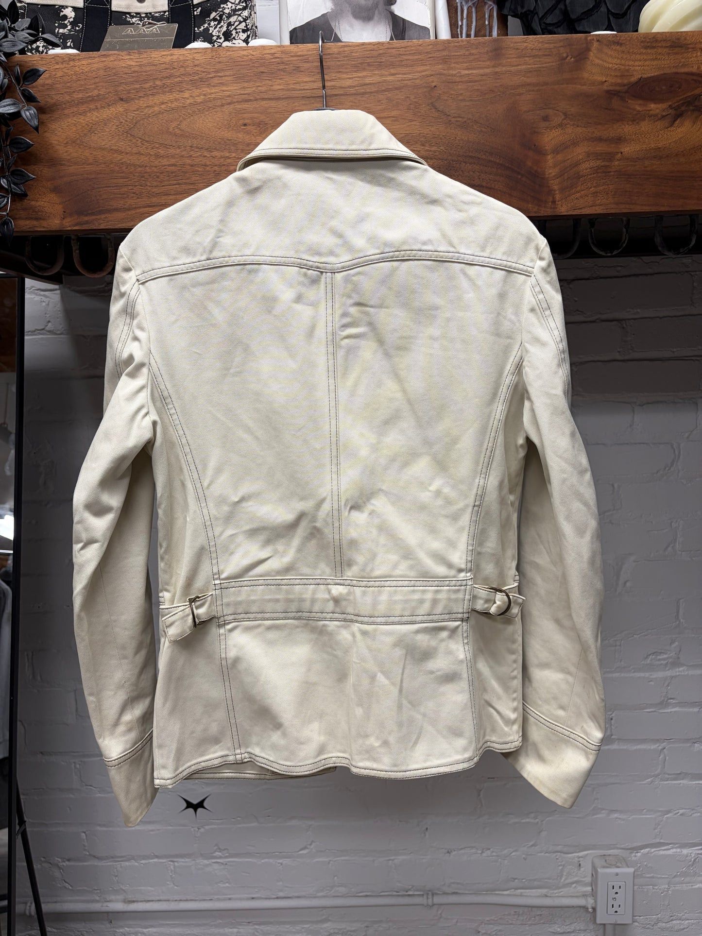 Gucci Mid 2000s Gucci by Frida Giannini Western Denim Cream White Work Jacket Size US S / EU 44-46 / 1 - 4 Thumbnail