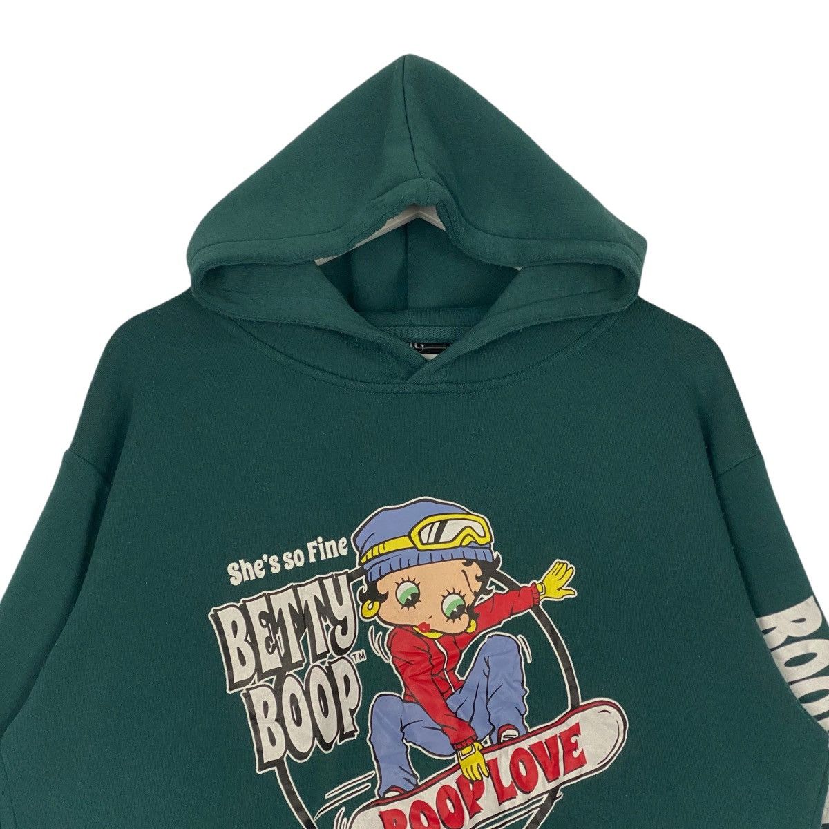 Designer × Vintage Vintage Betty Boop Printed Hoodie Sweater Green Size L / US 10 / IT 46 - 4 Thumbnail