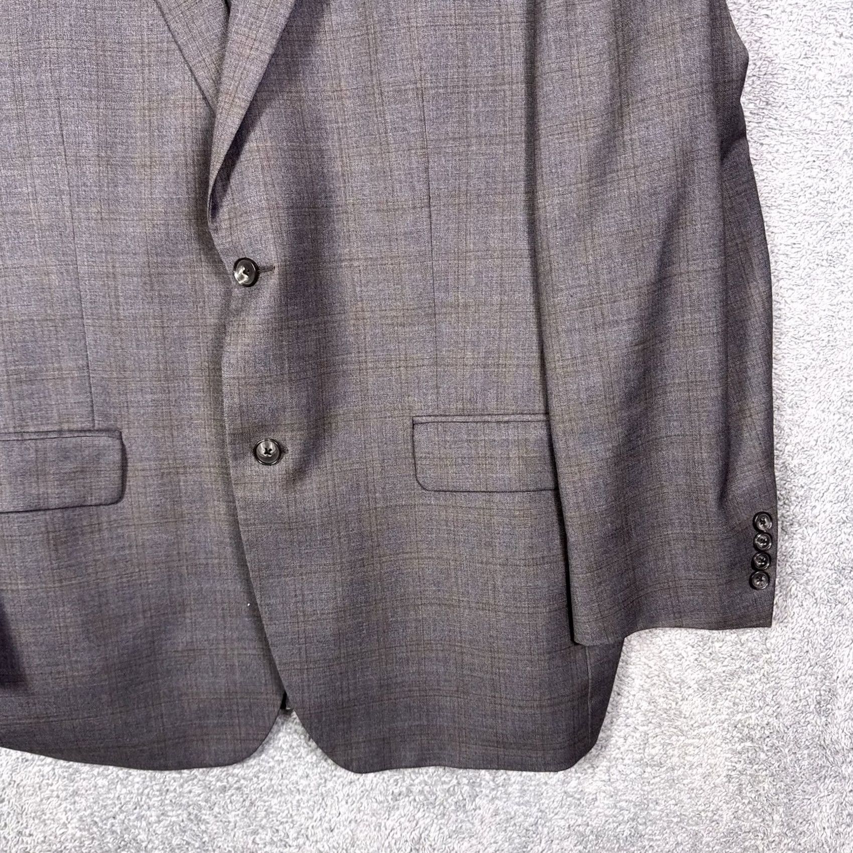 Vintage VINTAGE S. Cohen Suit Mens 48L 36x33 Blazer Slacks 2 Piece Wool Windowpane Gray 80s 90s City Classic Designer Retro Business Formal Mens Size 48R - 4 Thumbnail