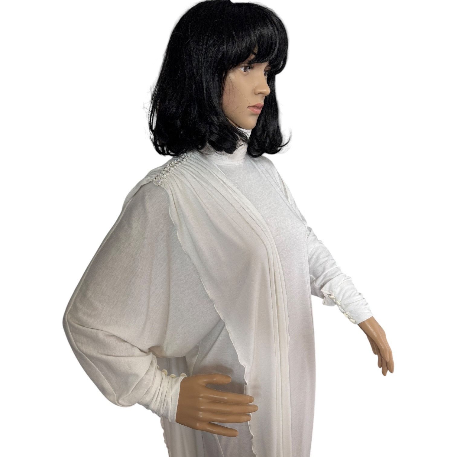 Vintage NWT Marcy & Co 1970s–80s White Rhinestone Caftan Gown sash M Size M / US 6-8 / IT 42-44 - 5 Thumbnail