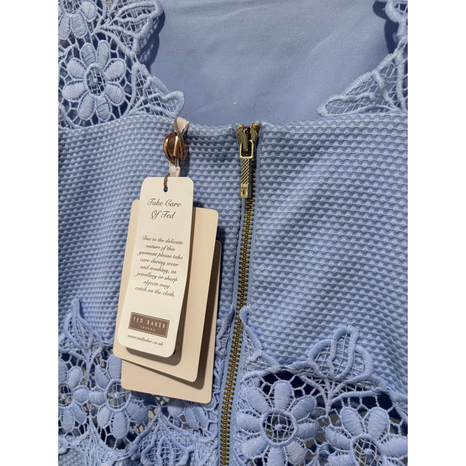 Ted Baker NWT Ted Baker Blue Lace Detail A-Line Shift Dress US sz 6 Size M / US 6-8 / IT 42-44 - 7 Thumbnail