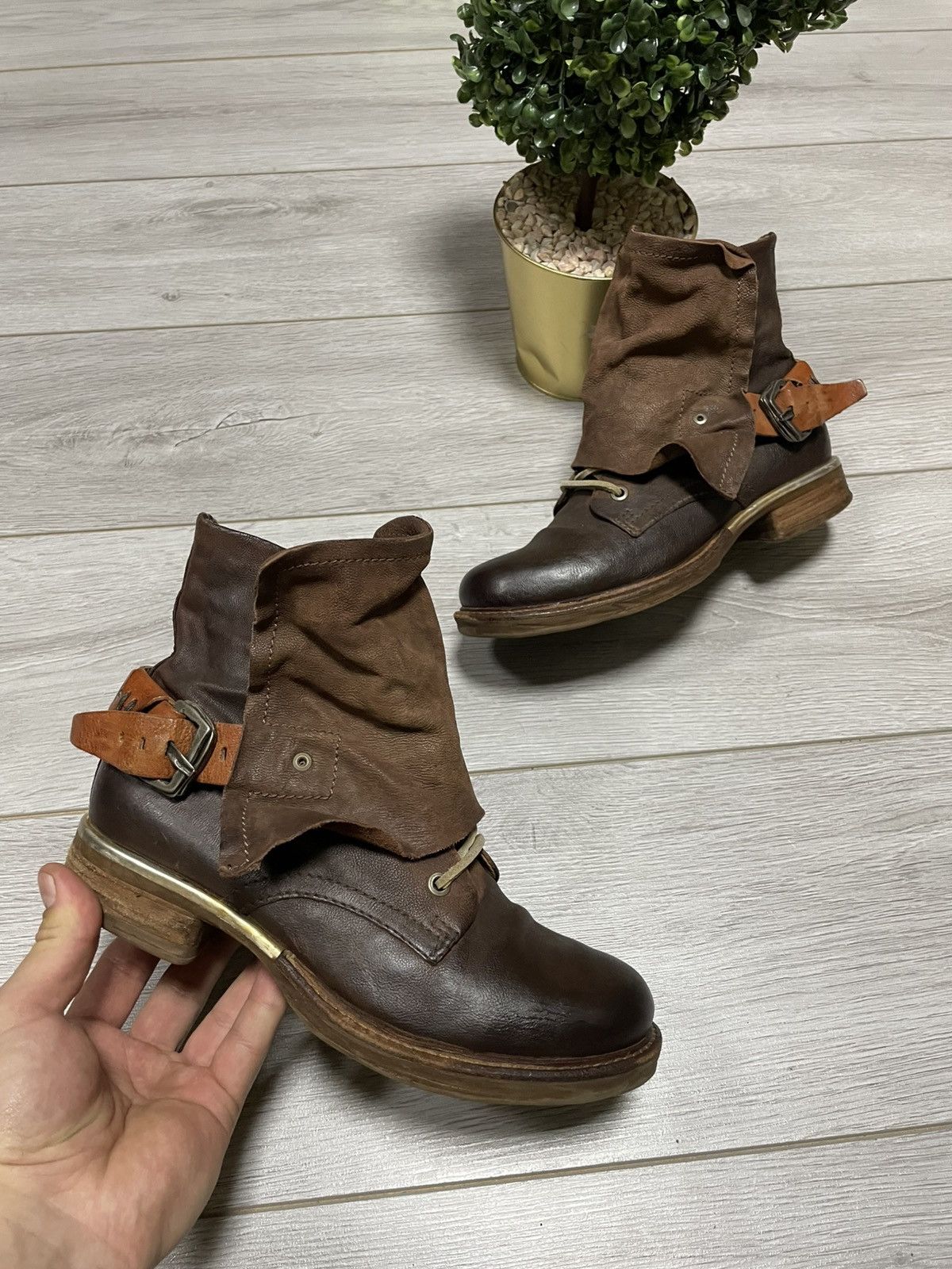 AS98 Airstep belted Distressed Leather Engineer Boots eb0