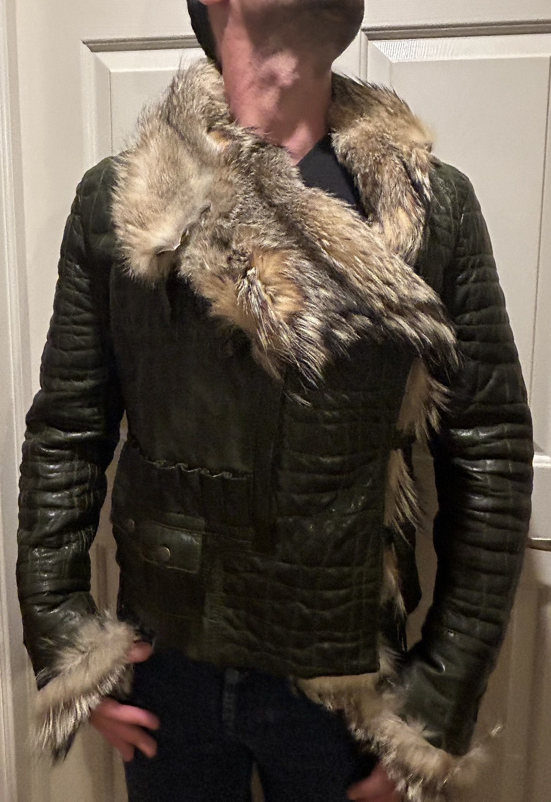 Roberto Cavalli × Vintage ONE OF A KIND RUNWAY 2005 Leather Coyote Fur jacket Size US S / EU 44-46 / 1 - 3 Thumbnail
