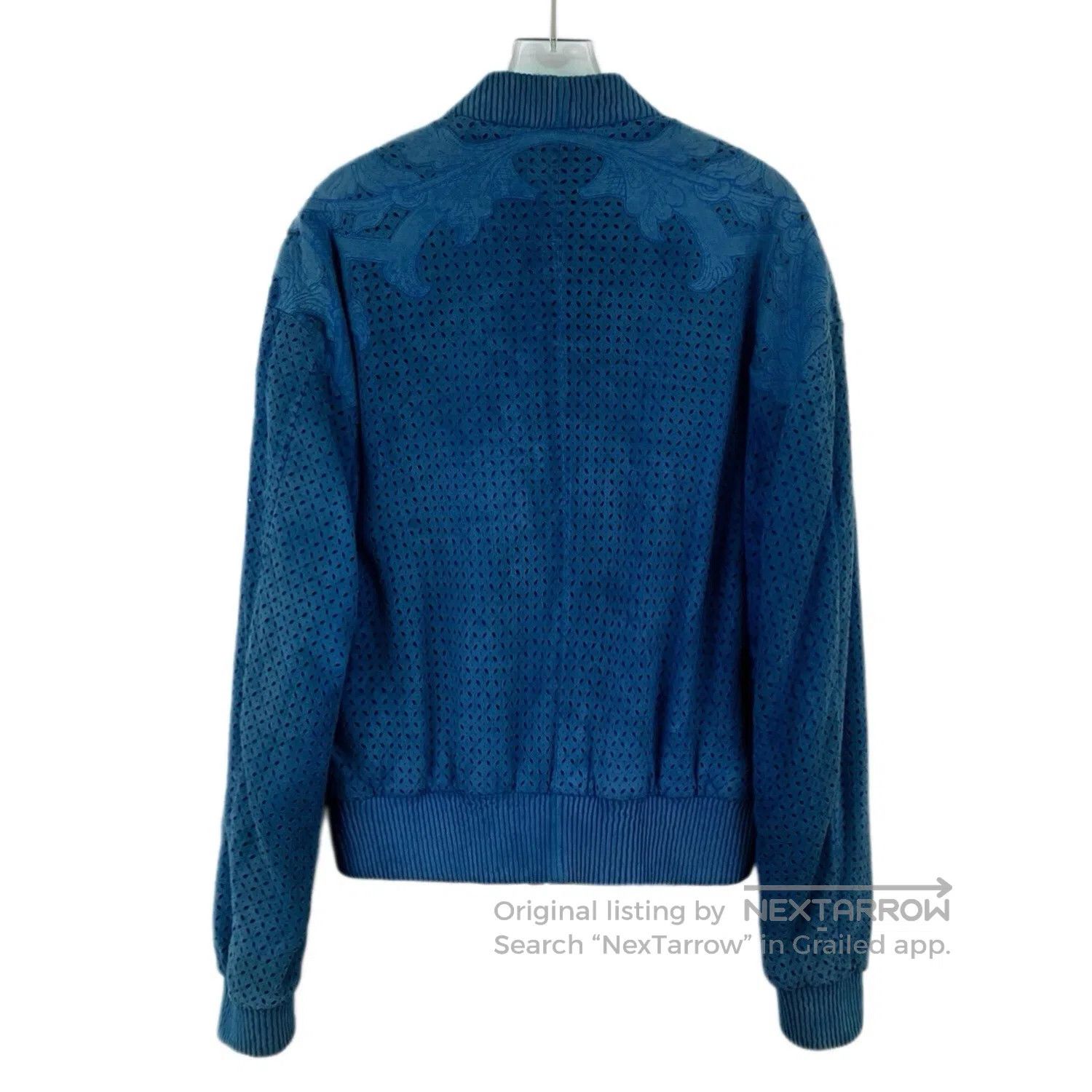 Versace Versace Dark blue floral lace-up collar zippered long-slee Size US M / EU 48-50 / 2 - 2 Thumbnail