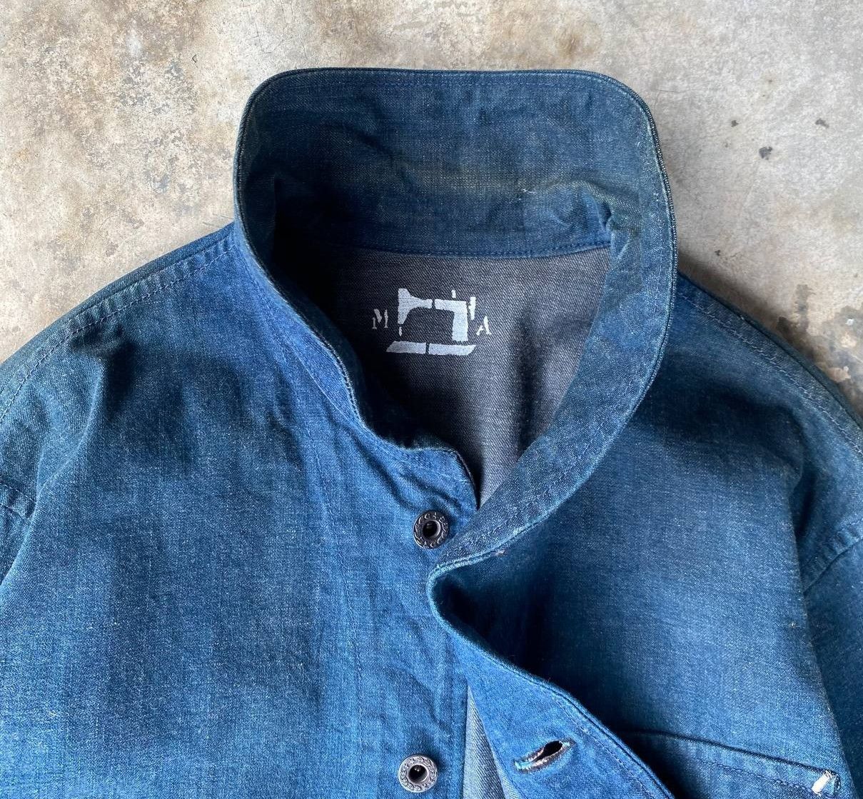 Vintage Vintage 40s-60s Shawl Collar French Blue Chore Denim Jacket Size US L / EU 52-54 / 3 - 9 Thumbnail