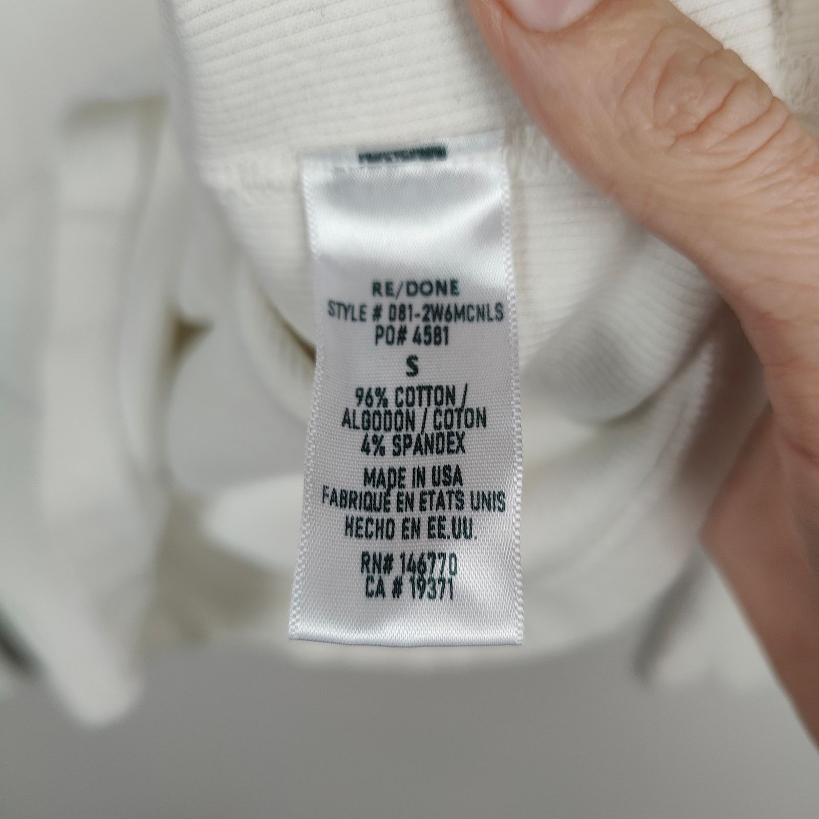 RE/DONE Re/Done Hanes Mock Neck Top Womens Small White Cotton Size S / US 4 / IT 40 - 5 Thumbnail