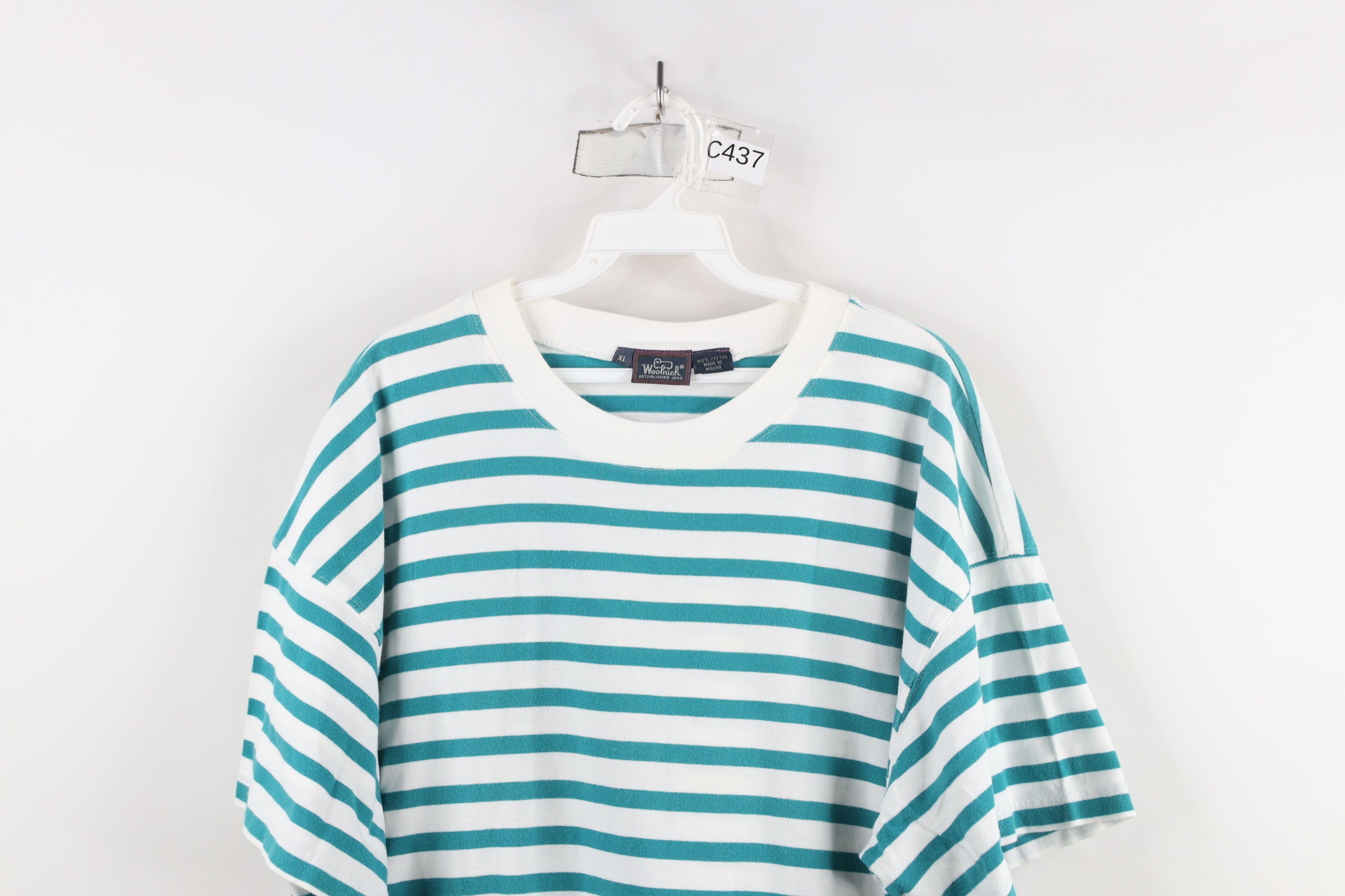 Vintage × Woolrich Woolen Mills Vintage 90s Woolrich Striped Block Short Sleeve T-Shirt Size US XL / EU 56 / 4 - 2 Thumbnail
