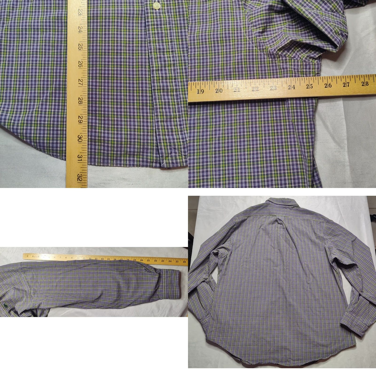 Polo Ralph Lauren VTG POLO RALPH LAUREN Classic Fit Men XL Button-Down Shirt Plaid Purple Green Cotton 100% Shirt, Long Sleeve, 17.5 Collar, 17 1/2 Size US XL / EU 56 / 4 - 8 Thumbnail
