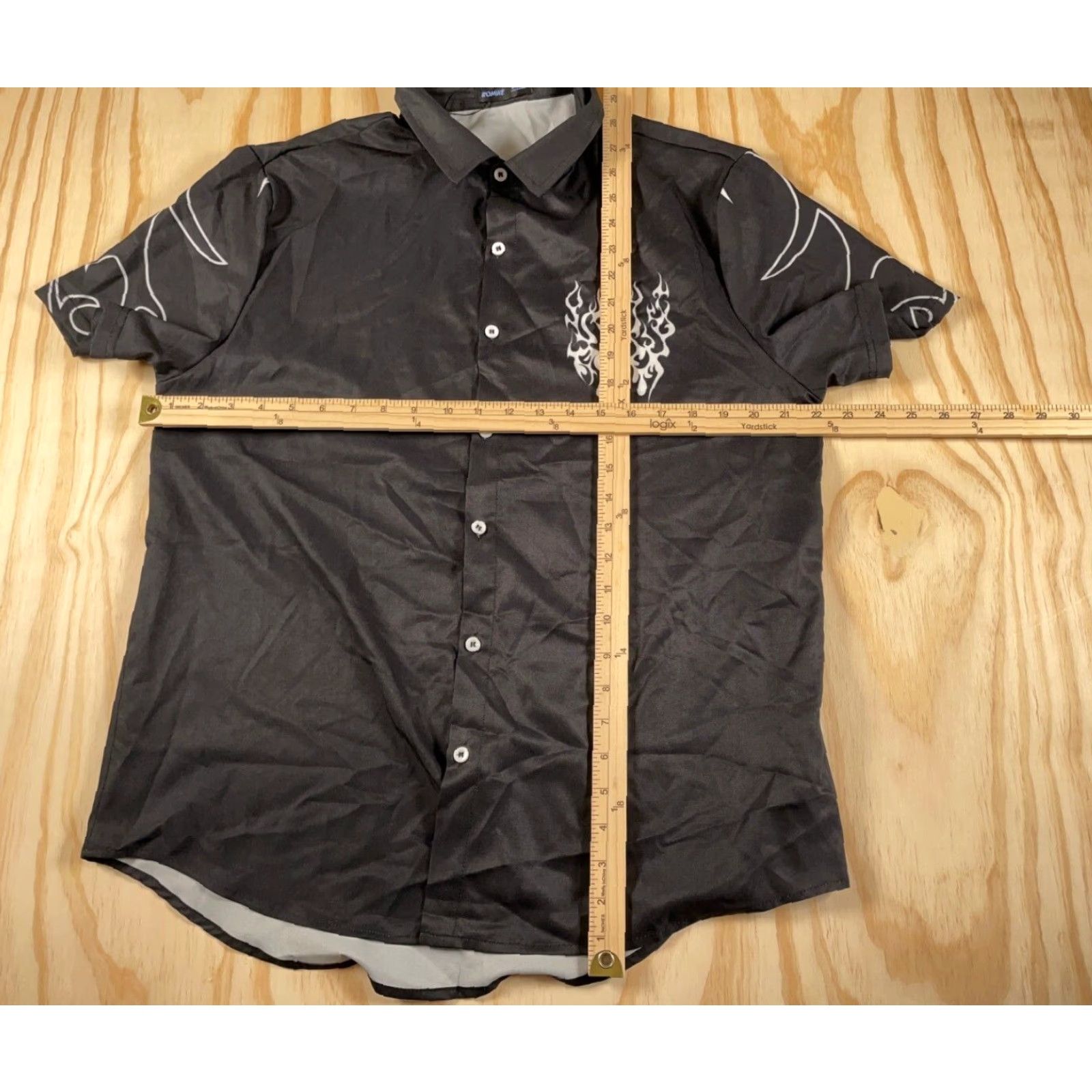 Vintage Y2K Style Skull Flame Print Shirt Adult Medium Black Rocker Metal Dark Side Mens Size US M / EU 48-50 / 2 - 5 Thumbnail