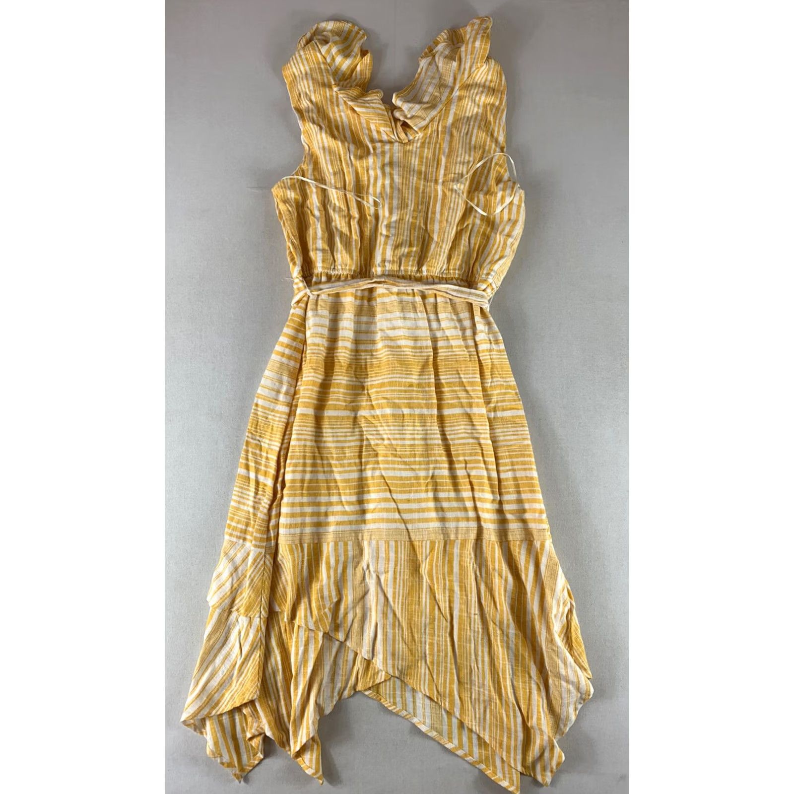 Hudson JUNE & HUDSON LONG DRESS YELLOW STRIPED WOMENS SIZE 1 LINEN BLEND Size XS / US 0-2 / IT 36-38 - 2 Thumbnail