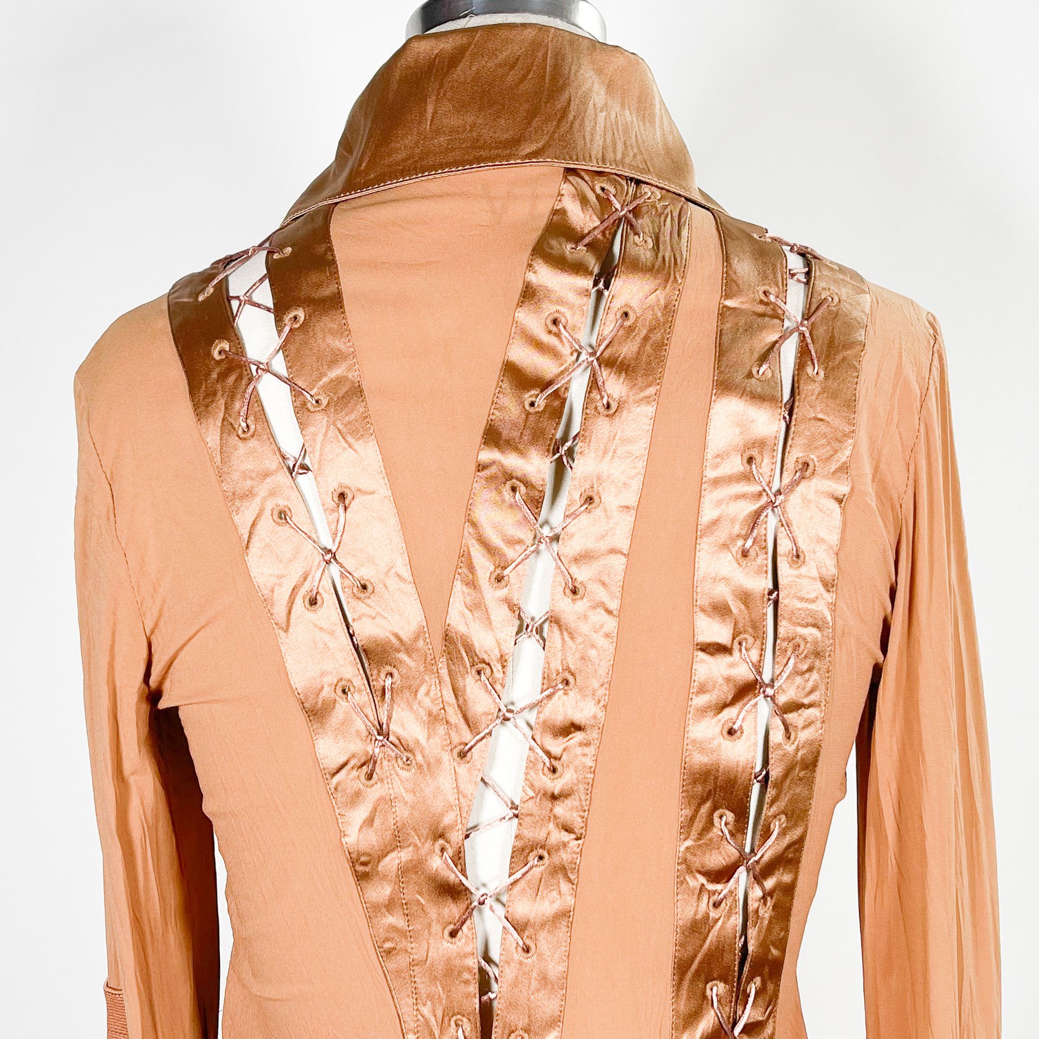 Other f/w 2003 Y Kei Rust Silk Lace Up Runway Blouse Size S / US 4 / IT 40 - 9 Thumbnail