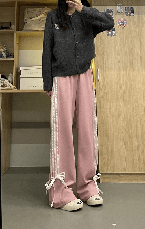 Women's Pink High Waist Baggy Pants