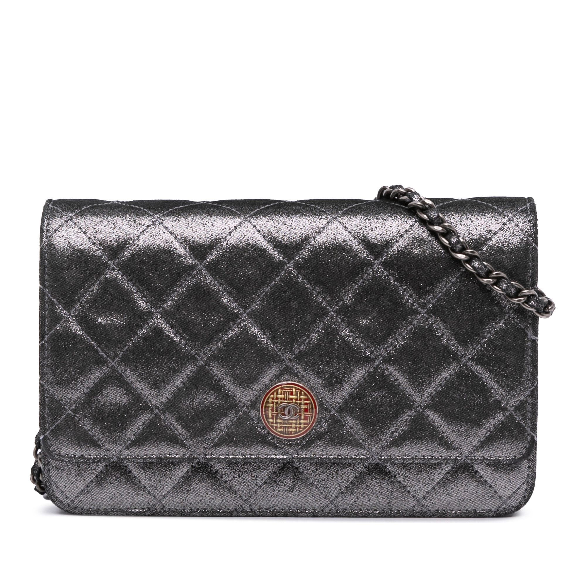 Chanel Chanel Quilted Iridescent Lambskin Tartan Button Wallet On Chain Size ONE SIZE - 1 Thumbnail