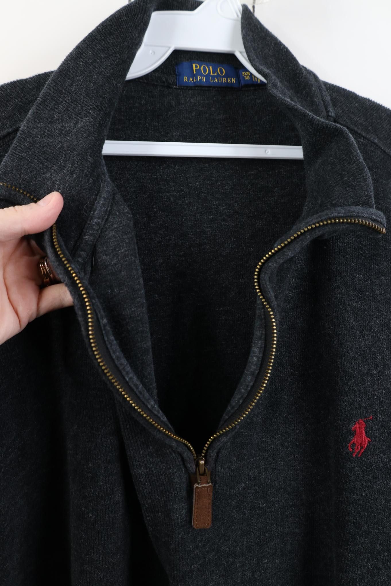 Polo Ralph Lauren Vintage Ralph Lauren Ribbed Knit 1/4 Zip Sweater Dark Gray Size US XXL / EU 58 / 5 - 6 Thumbnail