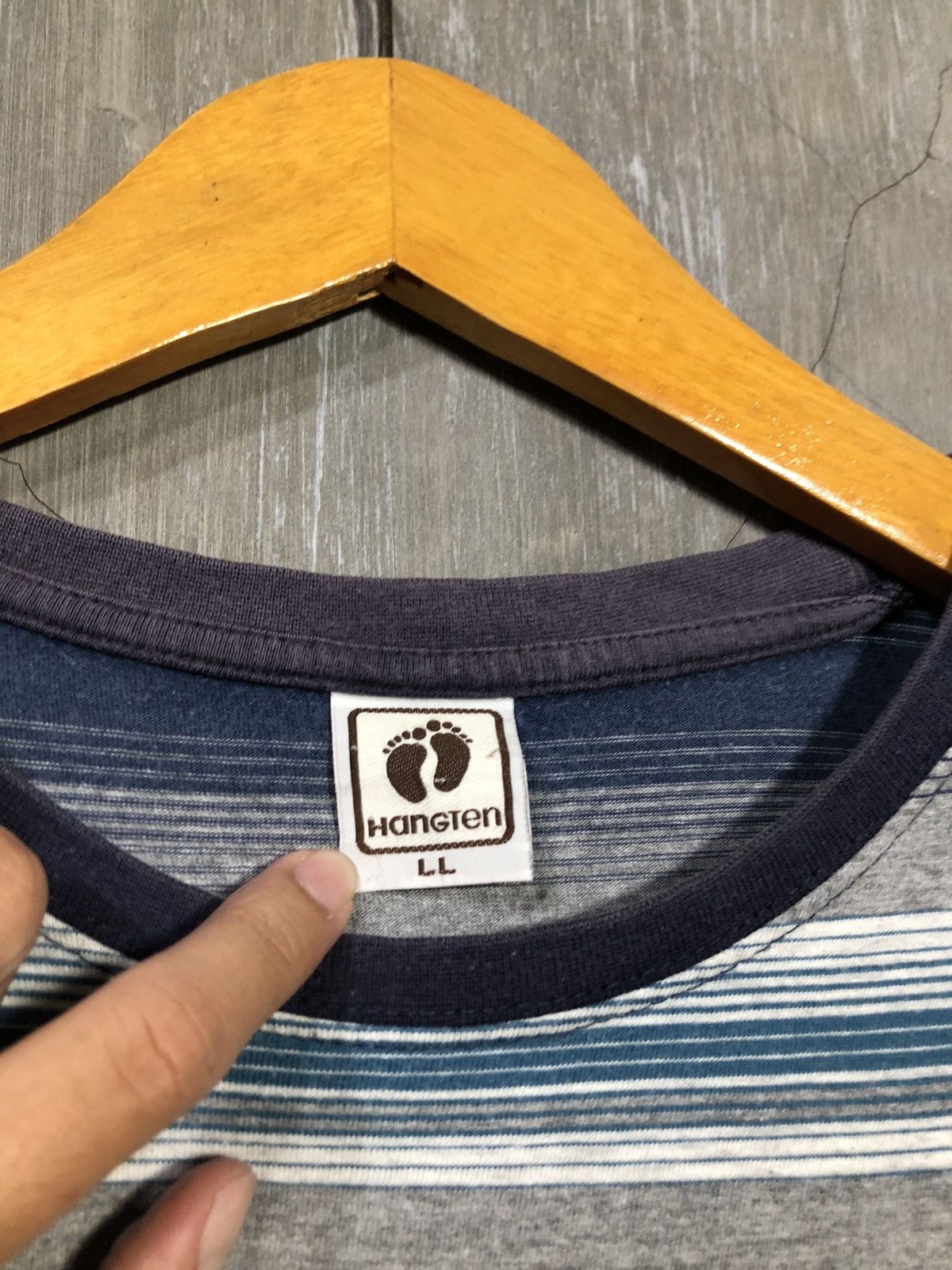 Hang Ten × Japanese Brand Vintage Hangten Stripe Pocket T-shirt Size US L / EU 52-54 / 3 - 4 Thumbnail