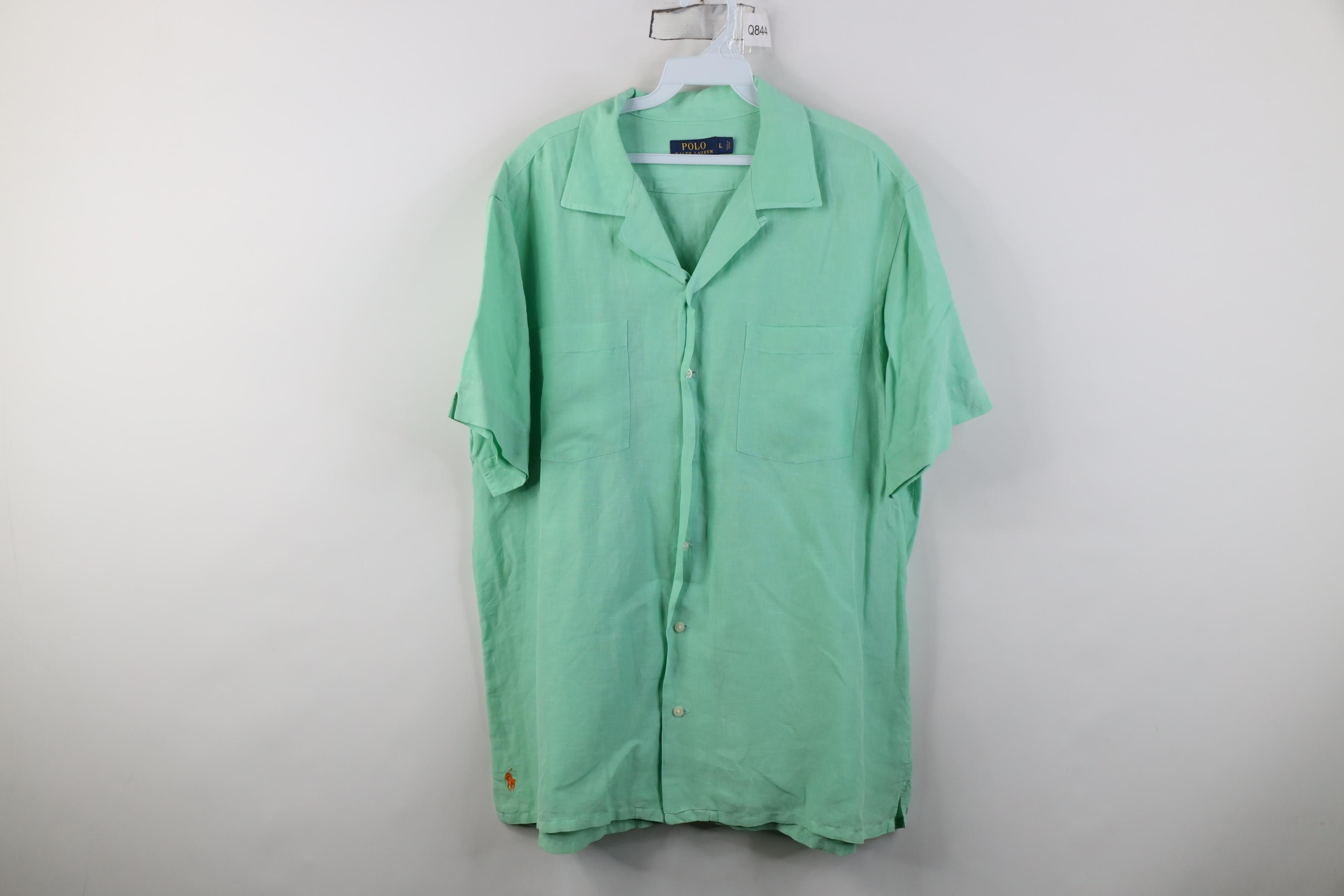 Polo Ralph Lauren Vintage Ralph Lauren Linen Looped Collar Camp Button Shirt Size US L / EU 52-54 / 3 - 1 Thumbnail