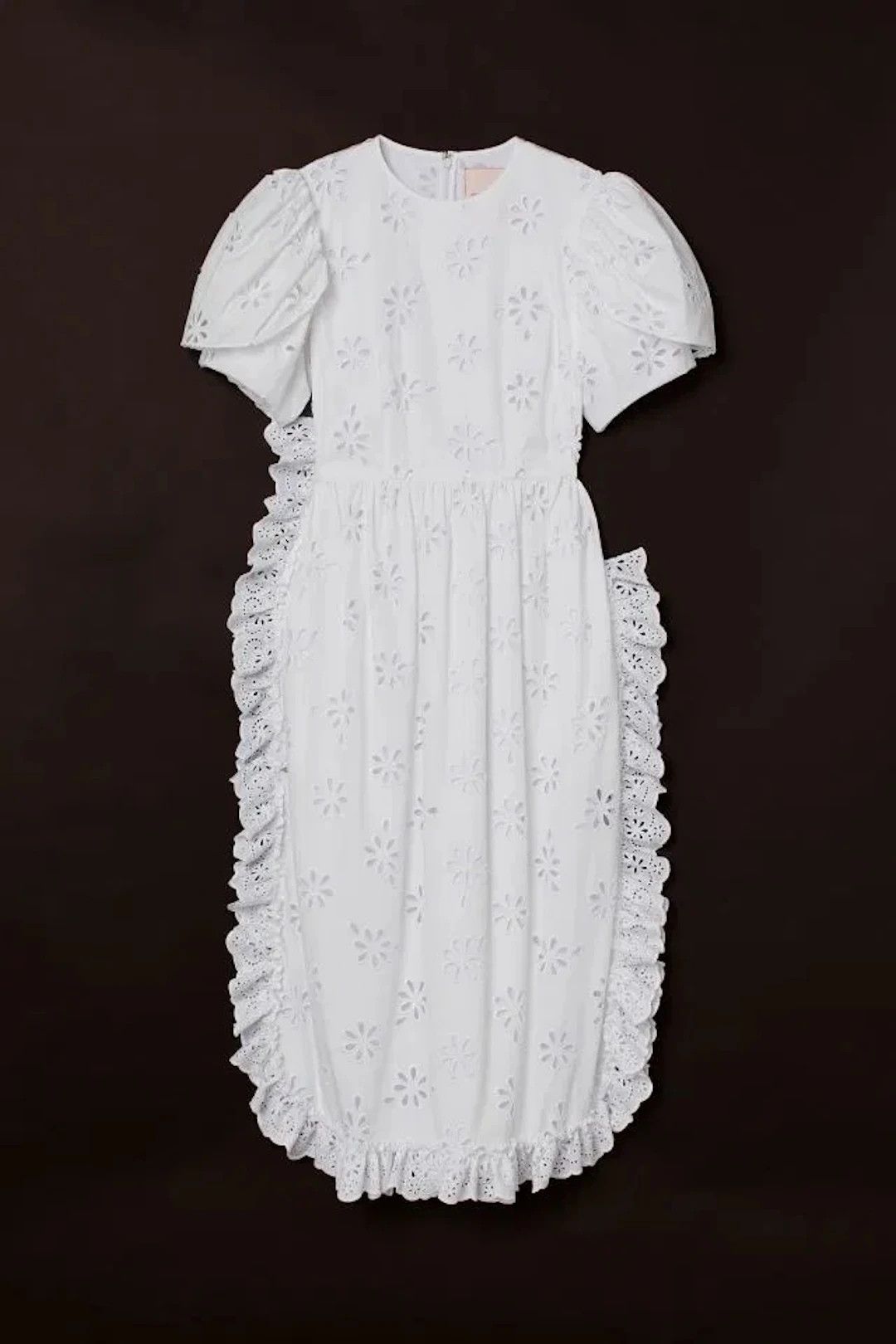 H&M Simone Rocha White Cotton Flower Eyelet Embroidery Dress | Grailed
