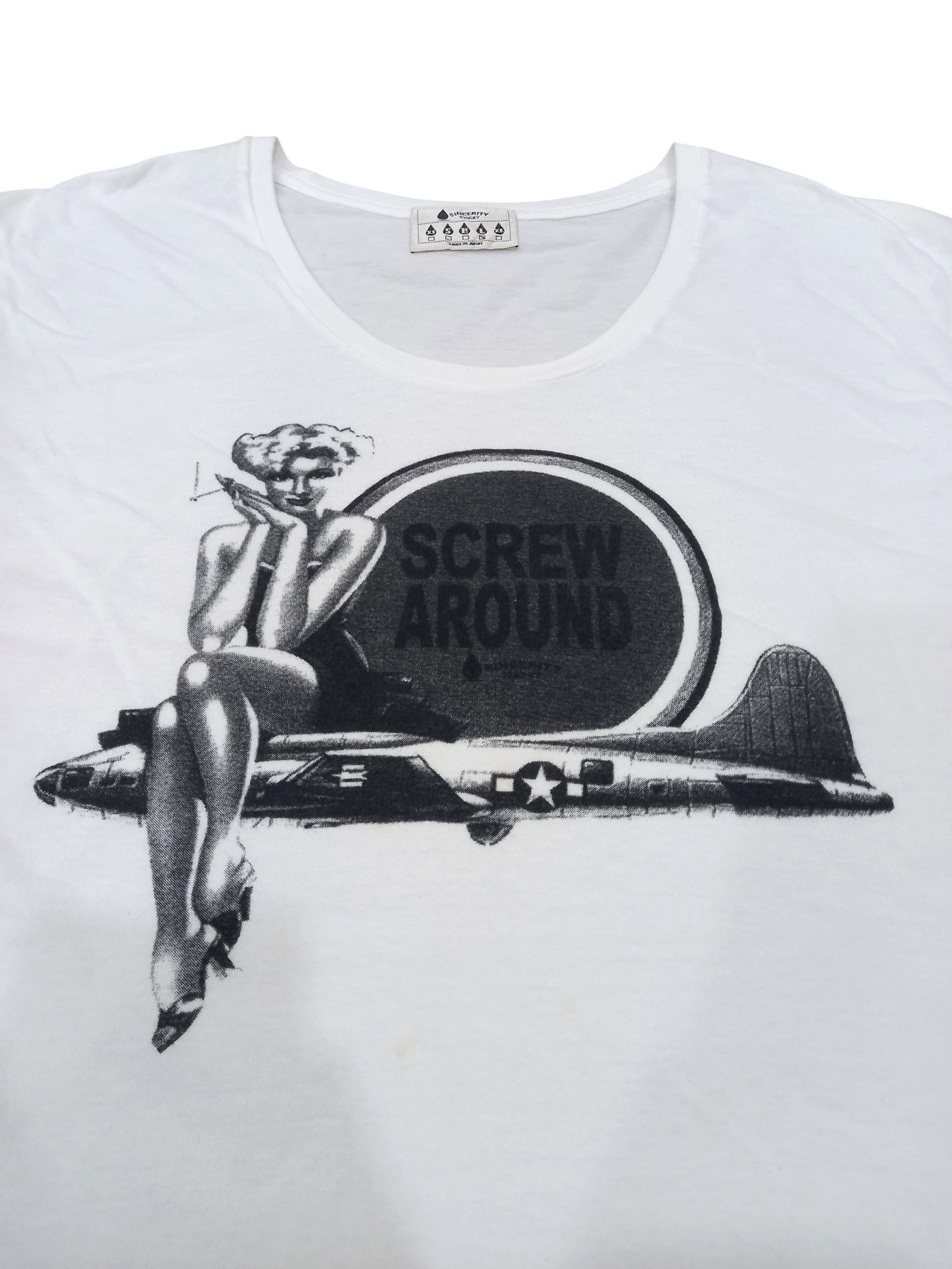 Japanese Brand Pin up WWII Girl B29 Bomber Graphic Tee Size US M / EU 48-50 / 2 - 2 Thumbnail