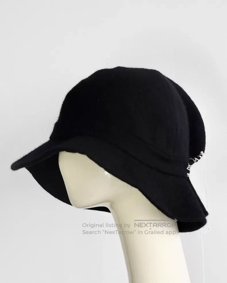 Yohji Yamamoto Yohji Yamamoto White line pleated wool hat Size ONE SIZE - 4 Thumbnail
