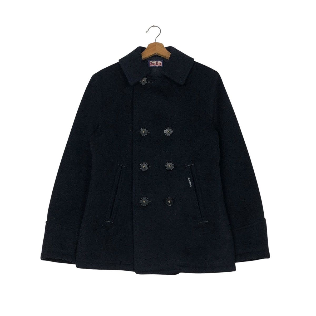 Blue Blue Japan 🔥VINTAGE WOOL PEA JACKET BLUE BLUE DOUBLE COLLAR Size US M / EU 48-50 / 2 - 11 Thumbnail