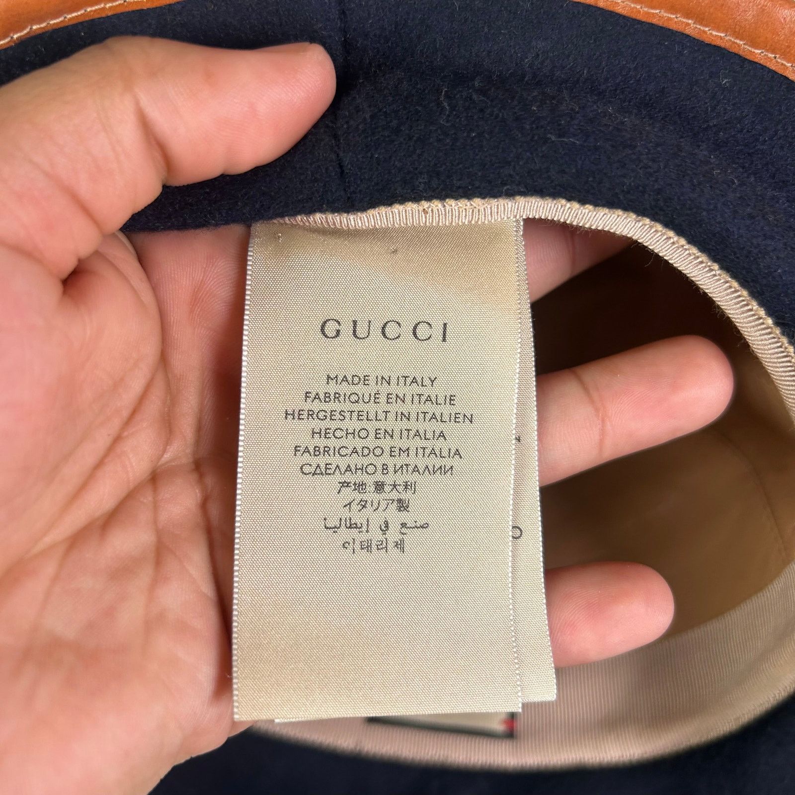 Gucci Gucci Navy/Red GG Supreme Monogram Wool Leather Bucket Hat Size ONE SIZE - 5 Thumbnail