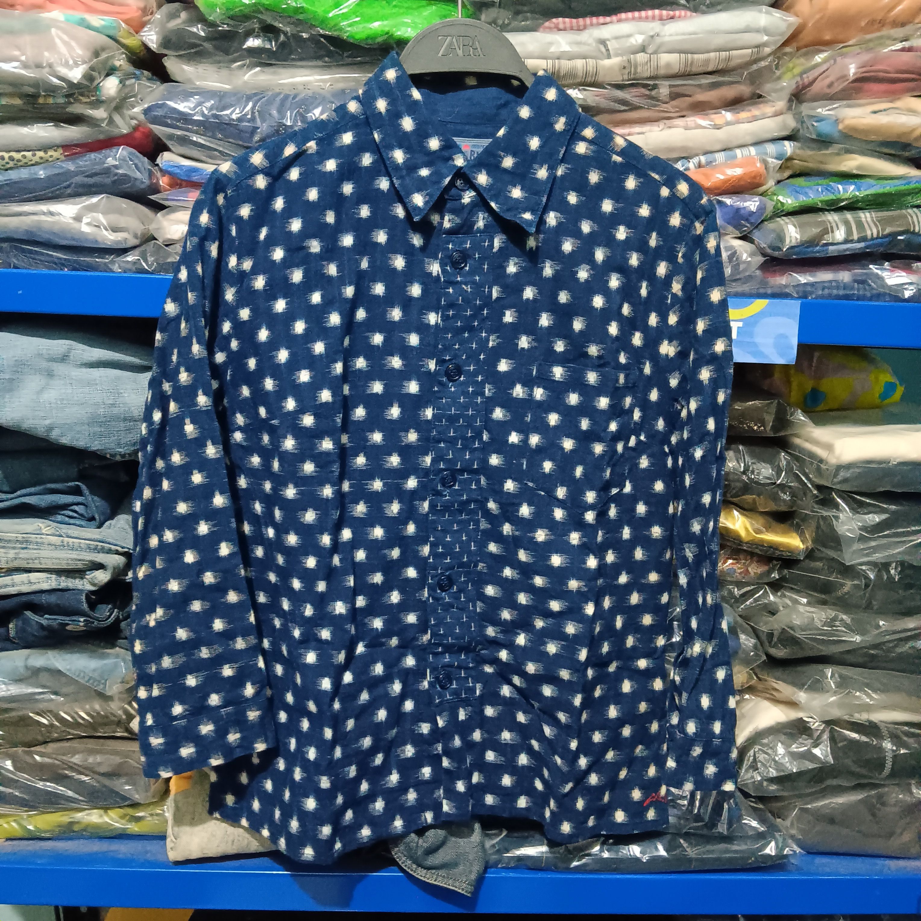Blue Blue Japan × Japanese Brand Blue-Blue sashiko pattern shirt button Size US M / EU 48-50 / 2 - 1 Thumbnail
