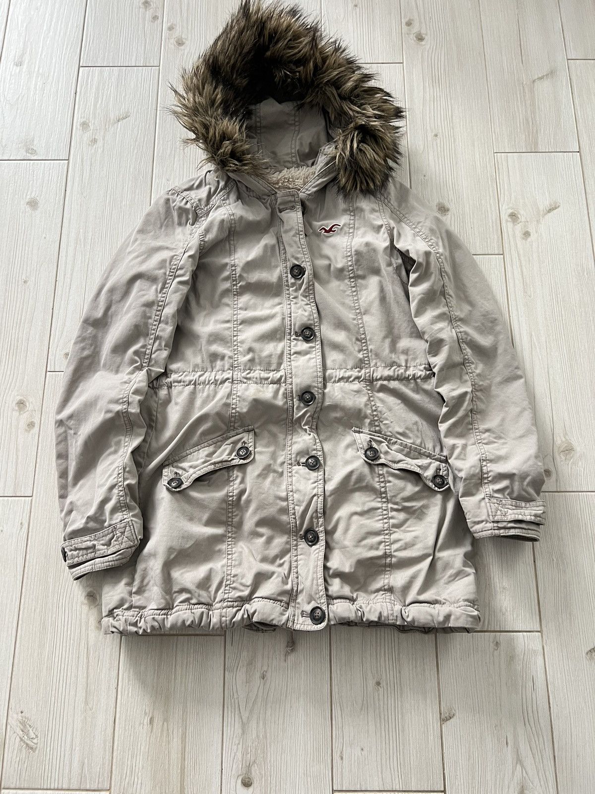 Hollister Hollister Y2K Womens Hooded Utility Coat Sherpa Lined Jacket Size M / US 6-8 / IT 42-44 - 2 Thumbnail