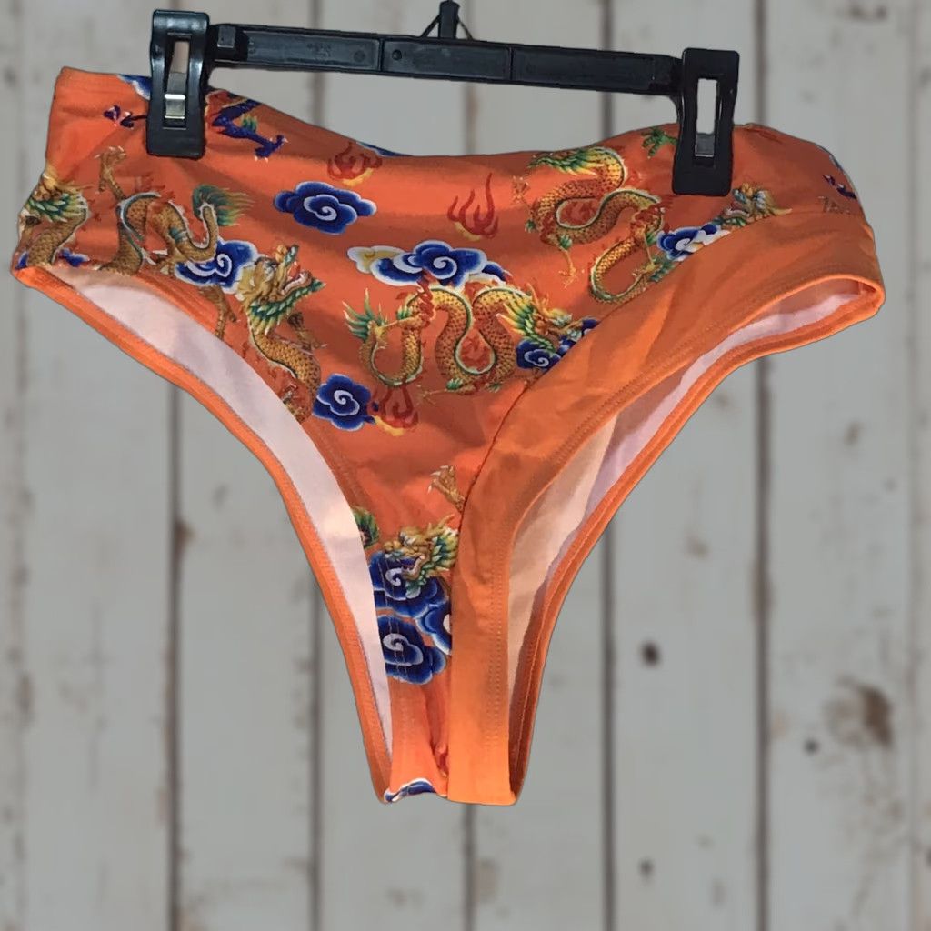 Shein SheIn Orange Floral Bikini Swim Bottoms Women's Size L Designer Size 36" / US 14 / IT 50 - 1 Thumbnail