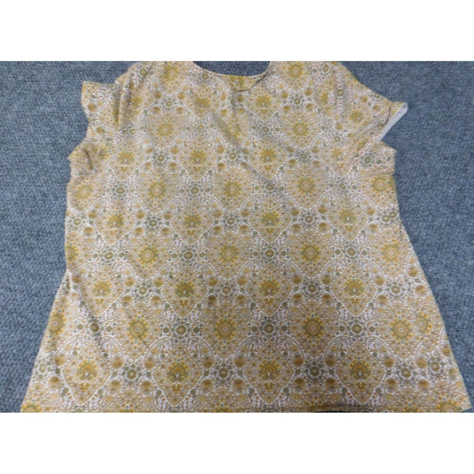 Charter Club Charter Club Blouse 3X Womens Yellow Floral Crew Neck Long Sleeve Cap Sleeve Ruffle Polyester Rayon Breathing Casual Classic Vintage: No Size XXL / US 16-18 / IT 52-54 - 7 Thumbnail
