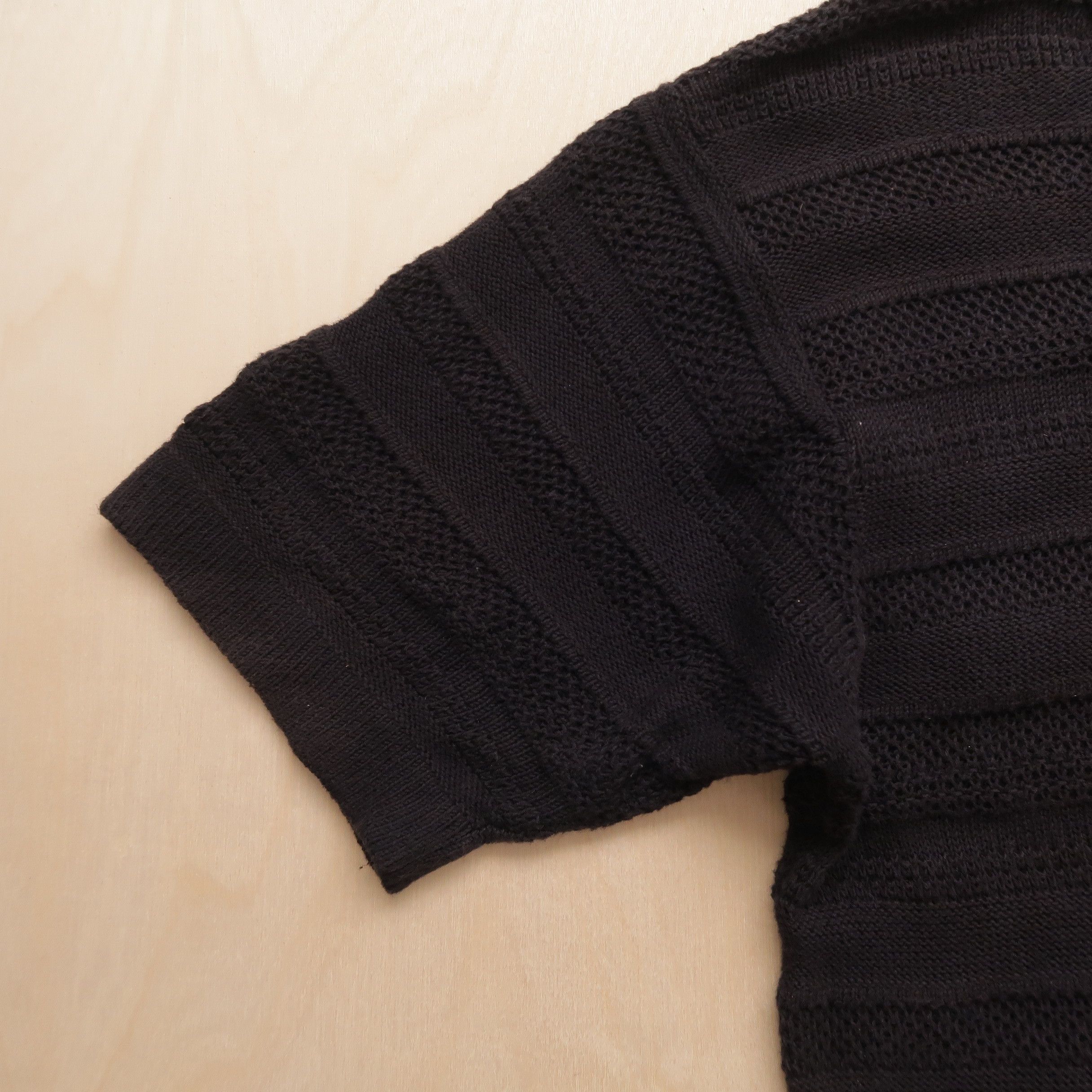 Beams Plus Vintage 90s Beams Cable Knit T-Shirt Faded Black Size US S / EU 44-46 / 1 - 7 Thumbnail