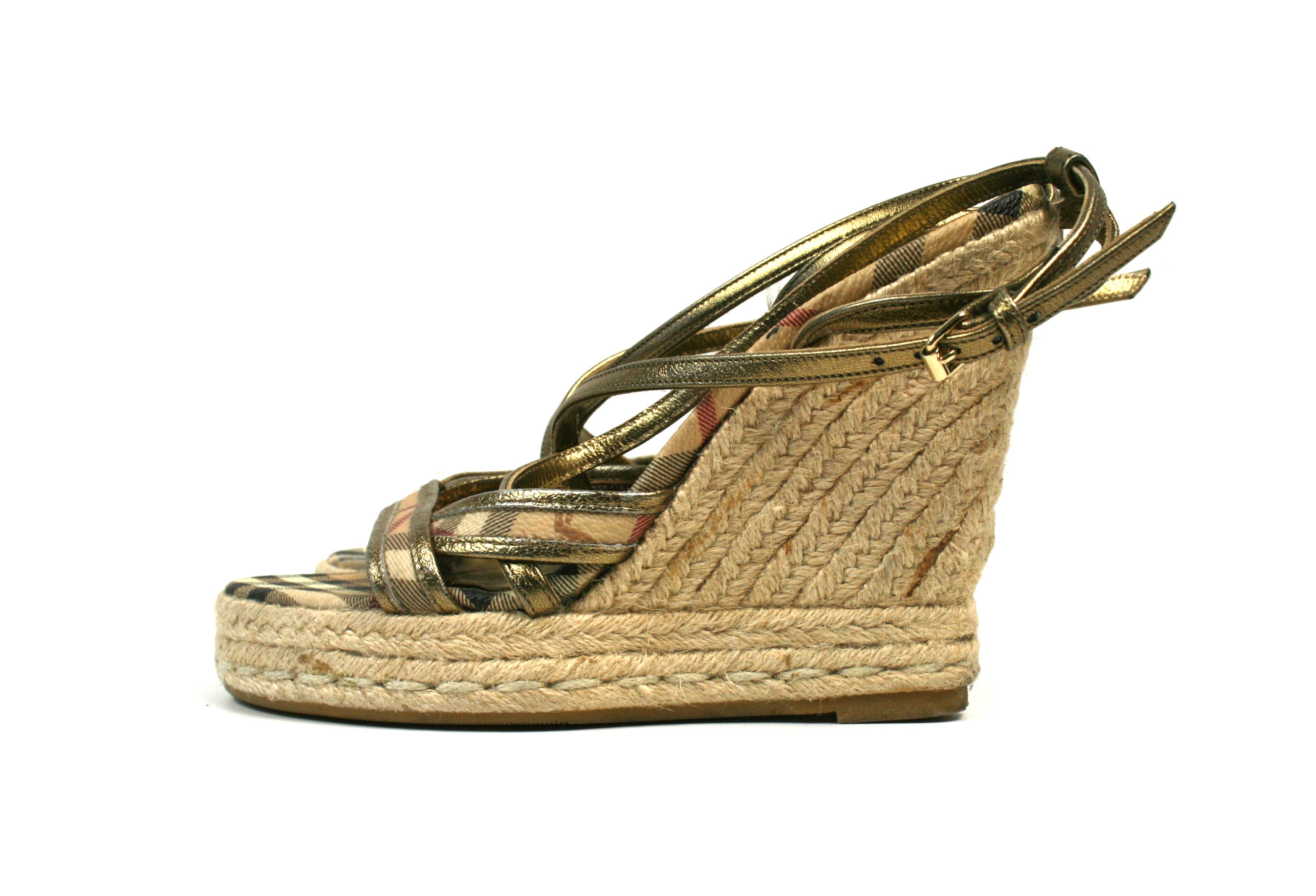 Burberry Nova Check Espadrilles Wedge Sandals Size US 6 / IT 36 - 3 Thumbnail