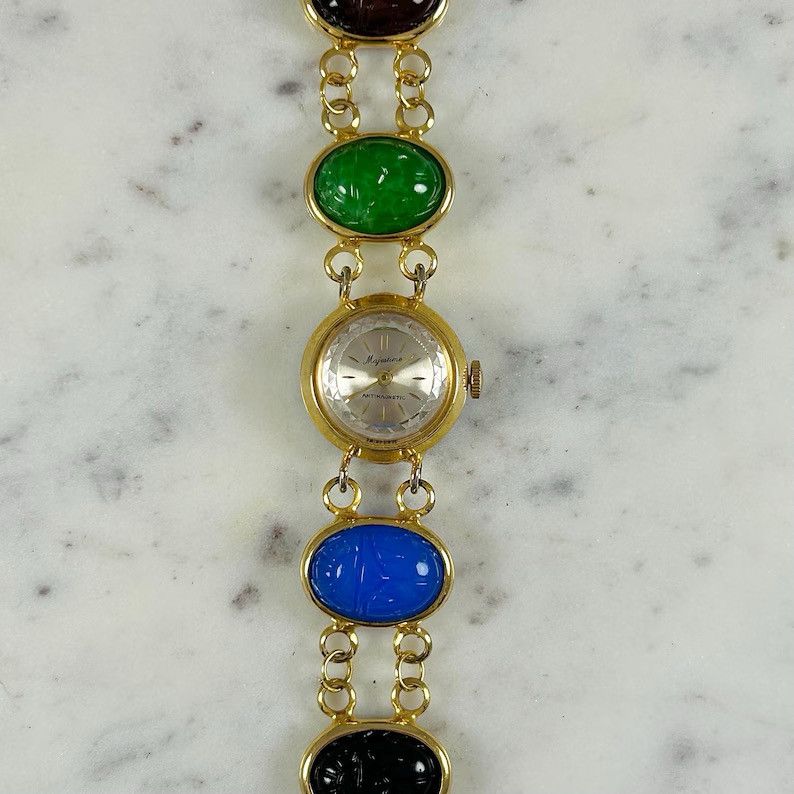Other Vintage 1980s Majestine Swiss Made Gold Tone Scarab Watch Size ONE SIZE - 4 Thumbnail