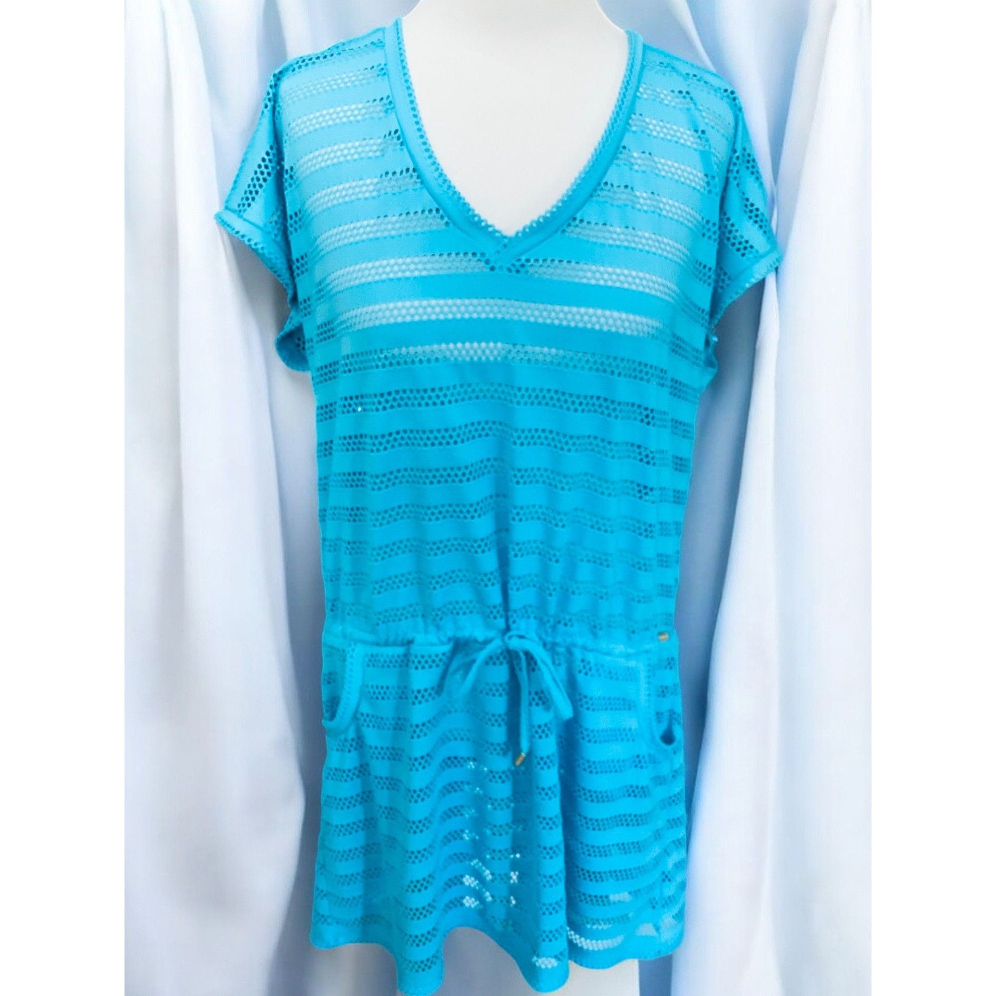 Calvin Klein Calvin Klein Womens Large Vneck Short Sleeve Romper Dress L Size L / US 10 / IT 46 - 2 Thumbnail