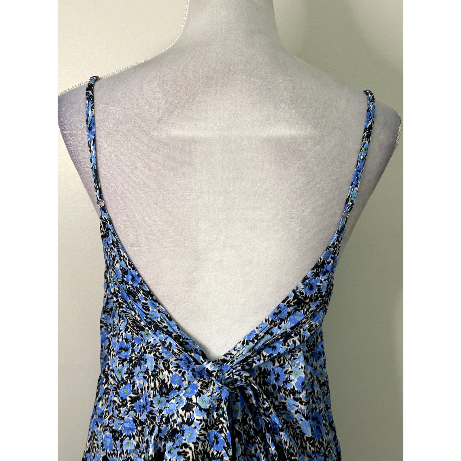 Topshop Topshop Women's Blue Grunge Floral Satin Romper 10 NWT Size 32" / US 10 / IT 46 - 6 Thumbnail