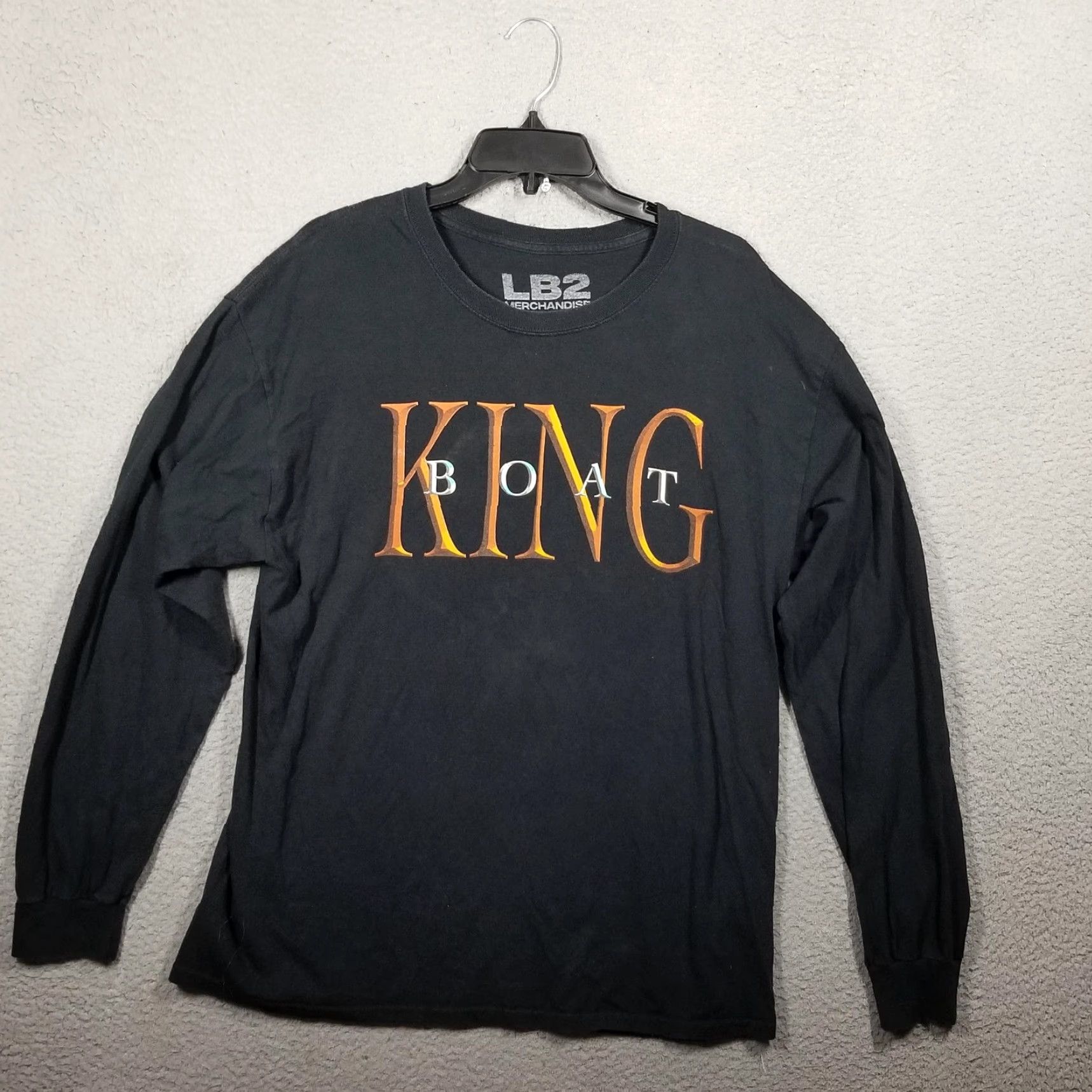 Vintage LB2 Merchandise King Boat Shirt Mens Medium Black Long Sleeve Crew Neck Graphic Print 90s Concert Theme Music Shirt Men Size US M / EU 48-50 / 2 - 2 Thumbnail