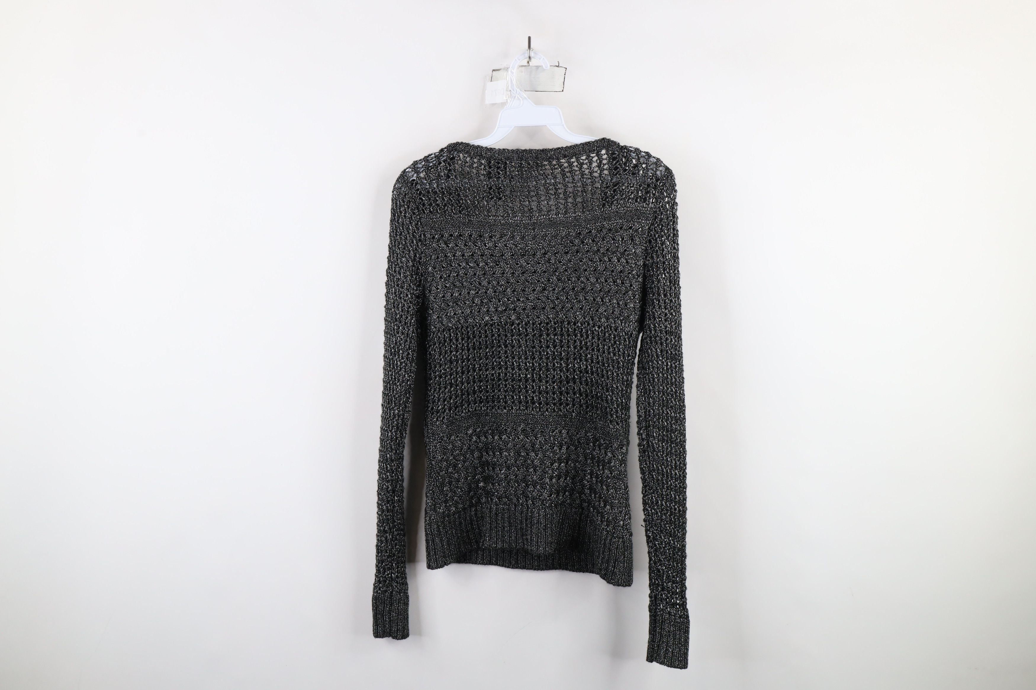 Harley Davidson × Vintage Vintage Y2K Harley Davidson Crochet Knit Sweater Silver Size M / US 6-8 / IT 42-44 - 6 Thumbnail
