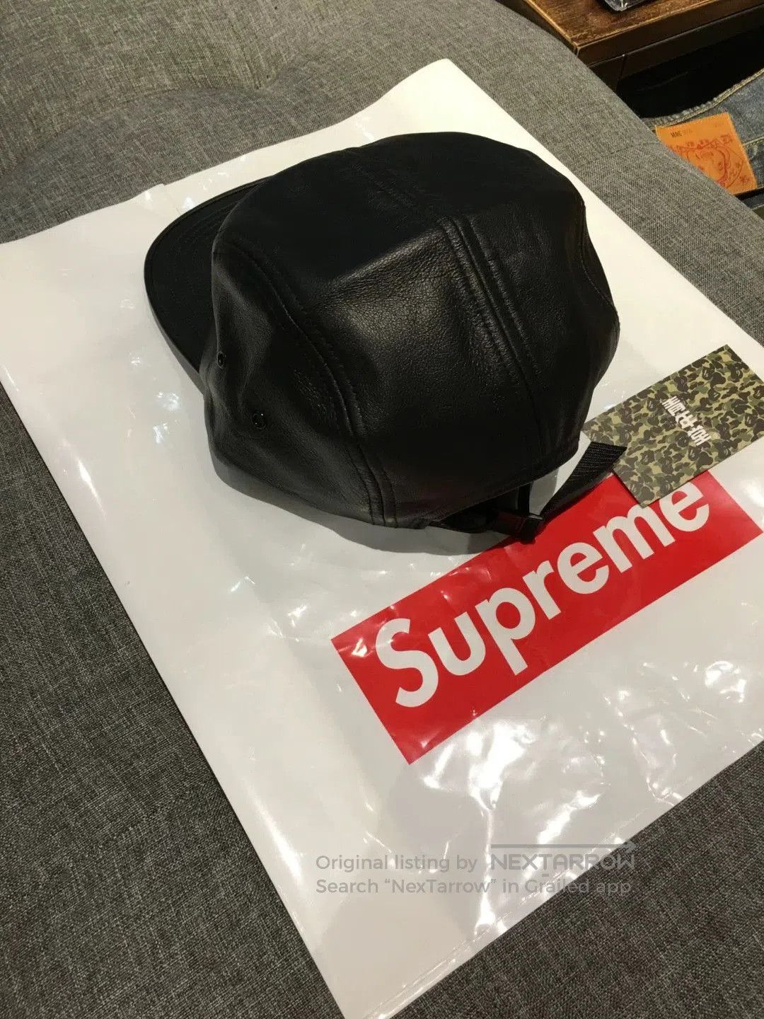 Supreme supreme leather camp cap black. Size ONE SIZE - 2 Thumbnail
