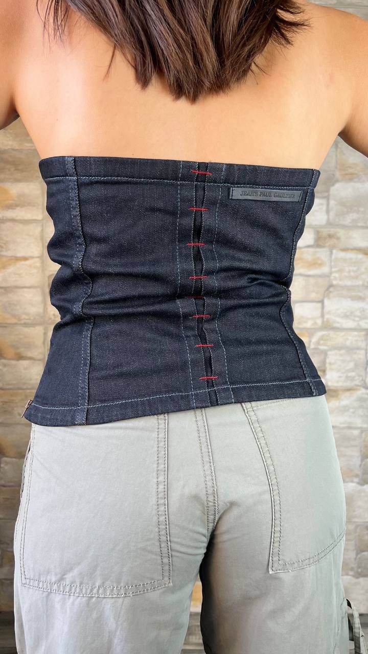 Jean Paul Gaultier × Vintage VTG JEAN PAUL GAULITER JEAN'S 90S Archive DENIM CORSET TOP Size L / US 10 / IT 46 - 2 Thumbnail
