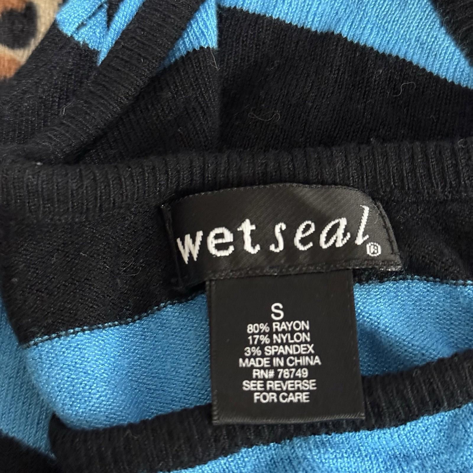 Designer Grunge Goth Y2k Striped Teal Wetseal Small Top Size S / US 4 / IT 40 - 5 Thumbnail