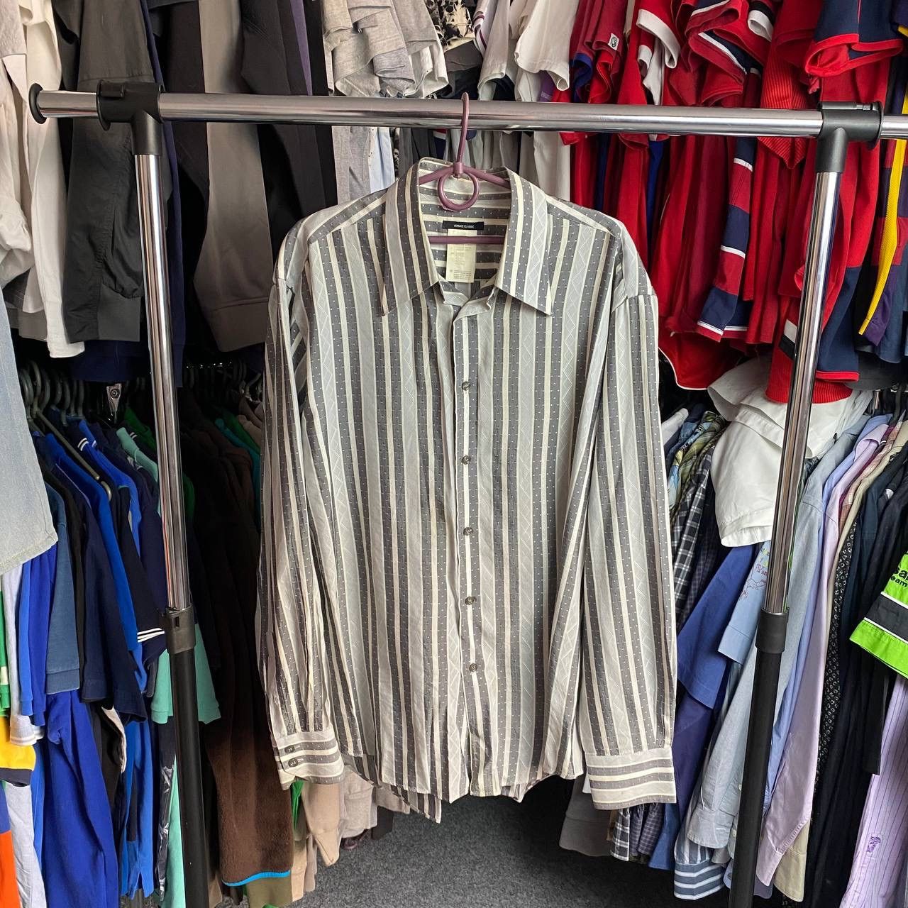 Versace × Vintage Vintage Versace Classic Basic grey luxury button up shirt Size US L / EU 52-54 / 3 - 1 Thumbnail
